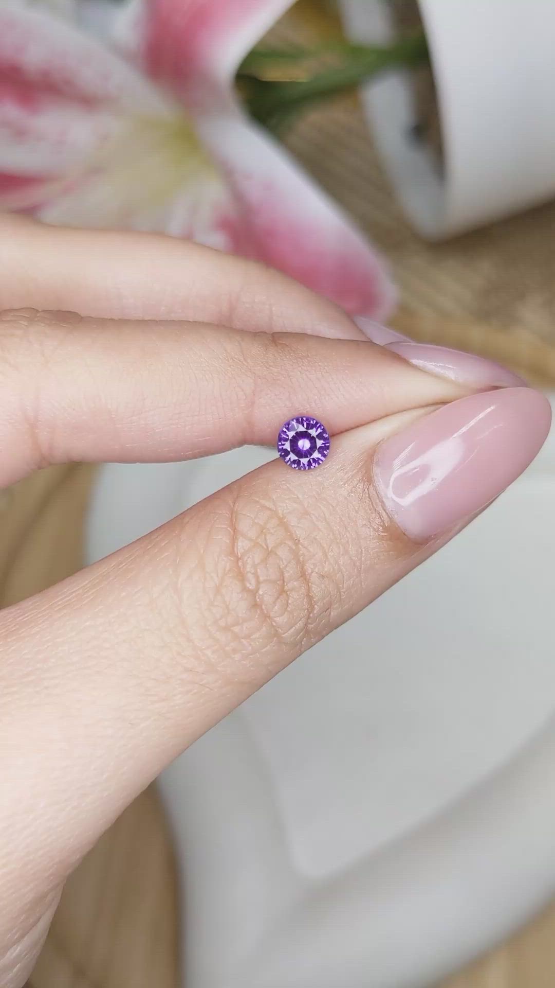 0.53 Ct. Purple Sapphire from Ceylon (Sri Lanka) Size Video