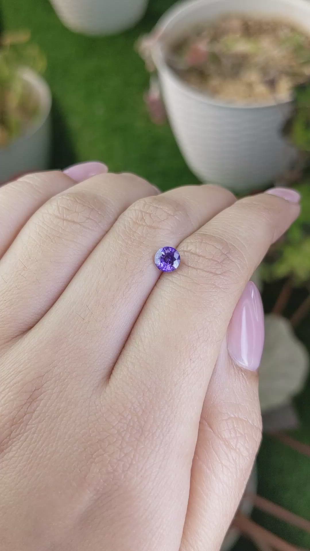 0.81 Ct. Bluish Purple Sapphire from Ceylon (Sri Lanka) Size Video