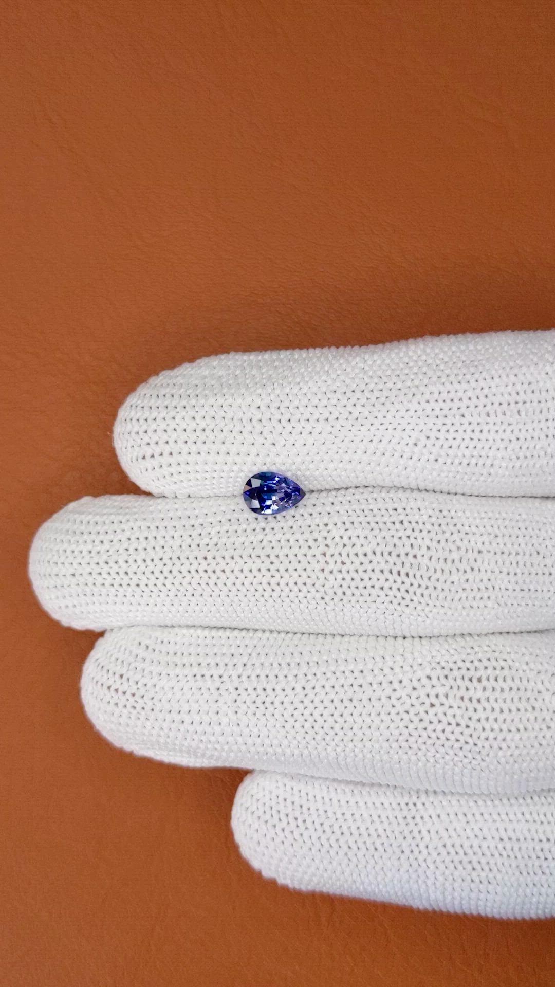 0.89 Ct. Purplish Blue Sapphire from Ceylon (Sri Lanka) Size Video