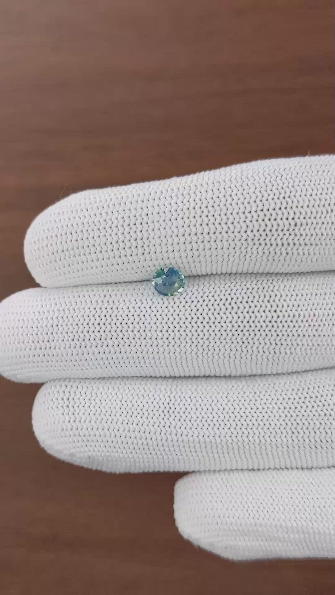 0.62 Ct. Greenish Blue Sapphire from Ceylon (Sri Lanka) Size Video