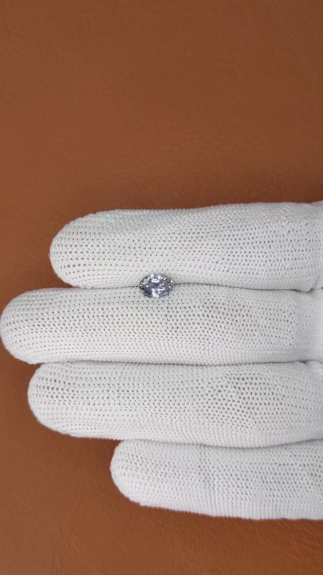 1.00 Ct. Greyish Blue Sapphire from Ceylon (Sri Lanka) Size Video