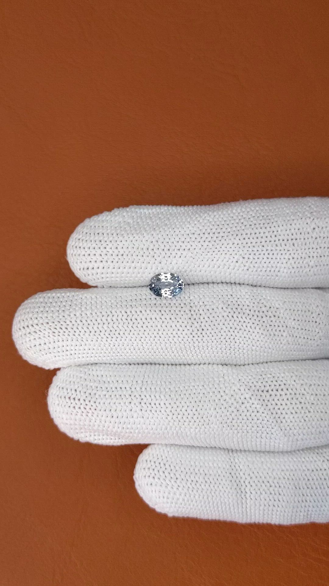 0.94 Ct. Greyish Blue Sapphire from Ceylon (Sri Lanka) Size Video