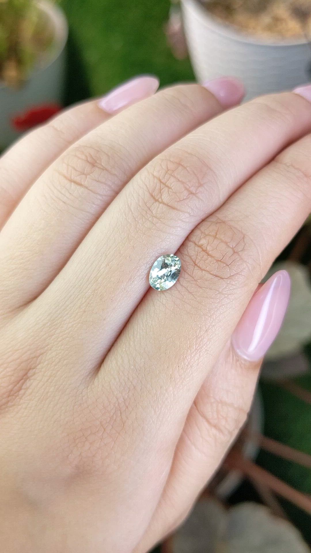 0.92 Ct. Bluish Green Sapphire from Ceylon (Sri Lanka) Size Video