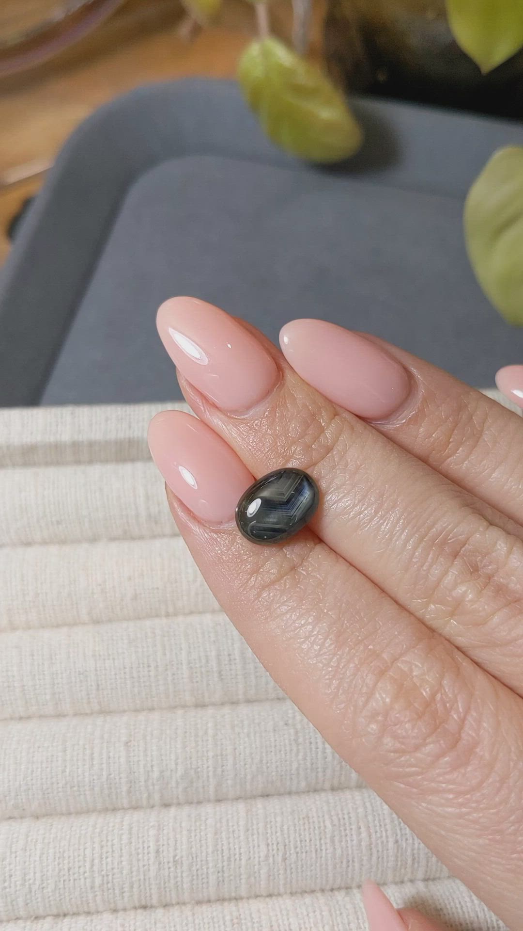 3.38 Ct. Bluish Grey Cabochon Star Sapphire from Ceylon (Sri Lanka) Size Video