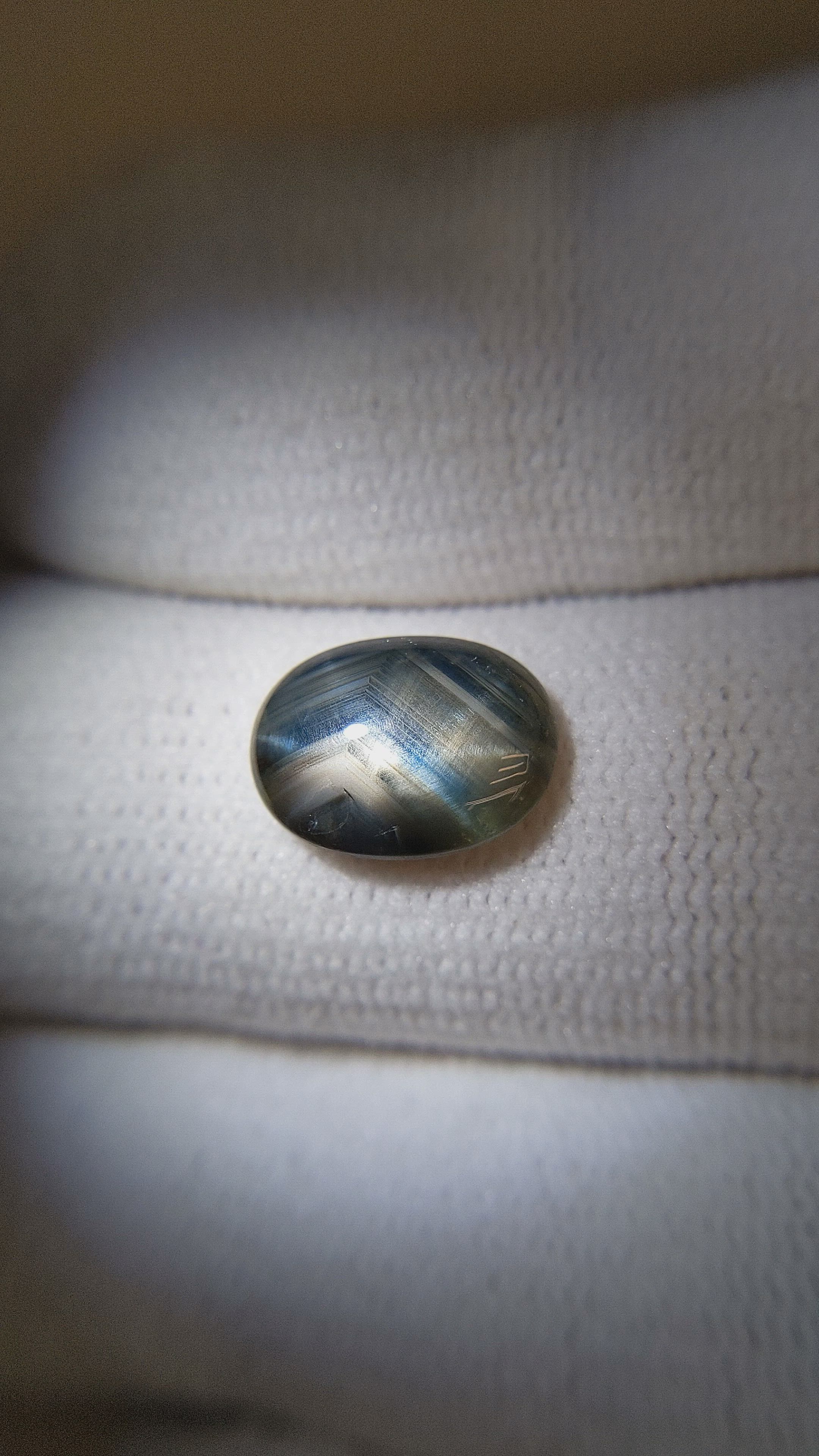 3.38 Ct. Bluish Grey Cabochon Star Sapphire from Ceylon (Sri Lanka) Size Video