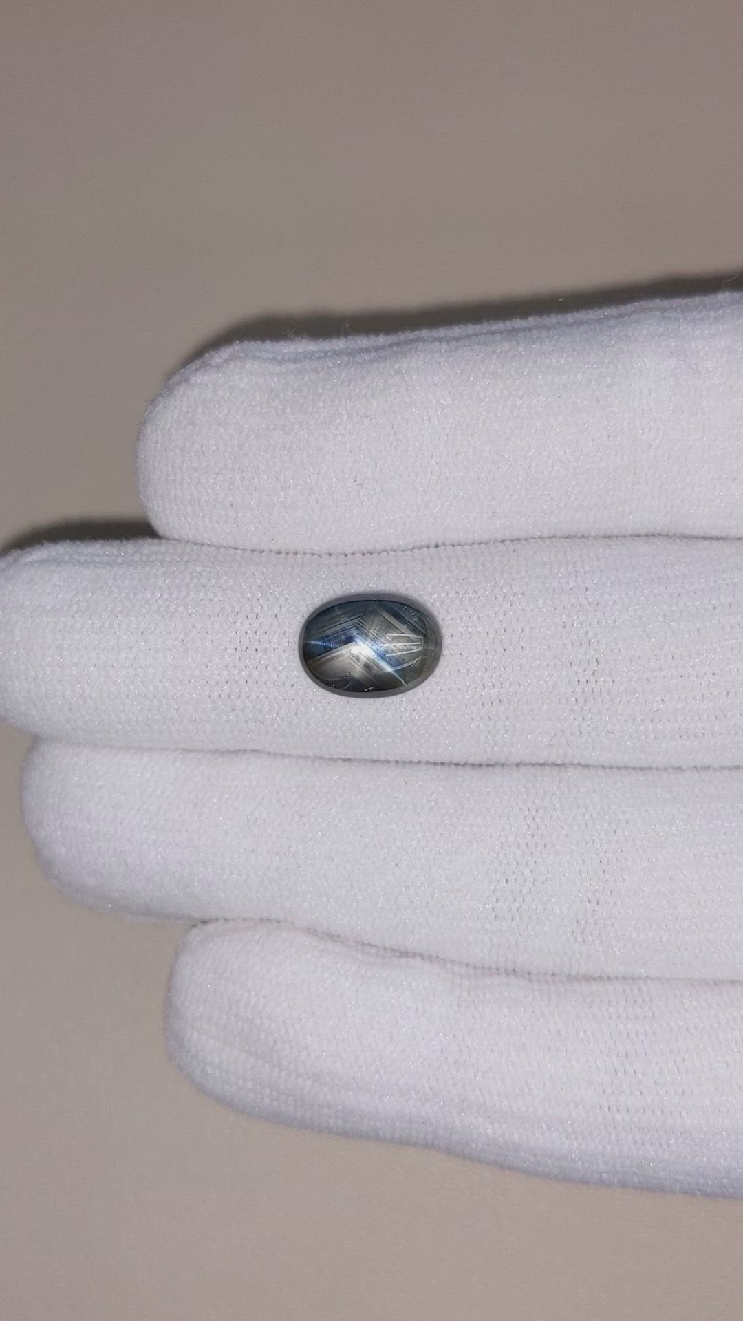 3.38 Ct. Bluish Grey Cabochon Star Sapphire from Ceylon (Sri Lanka) Size Video