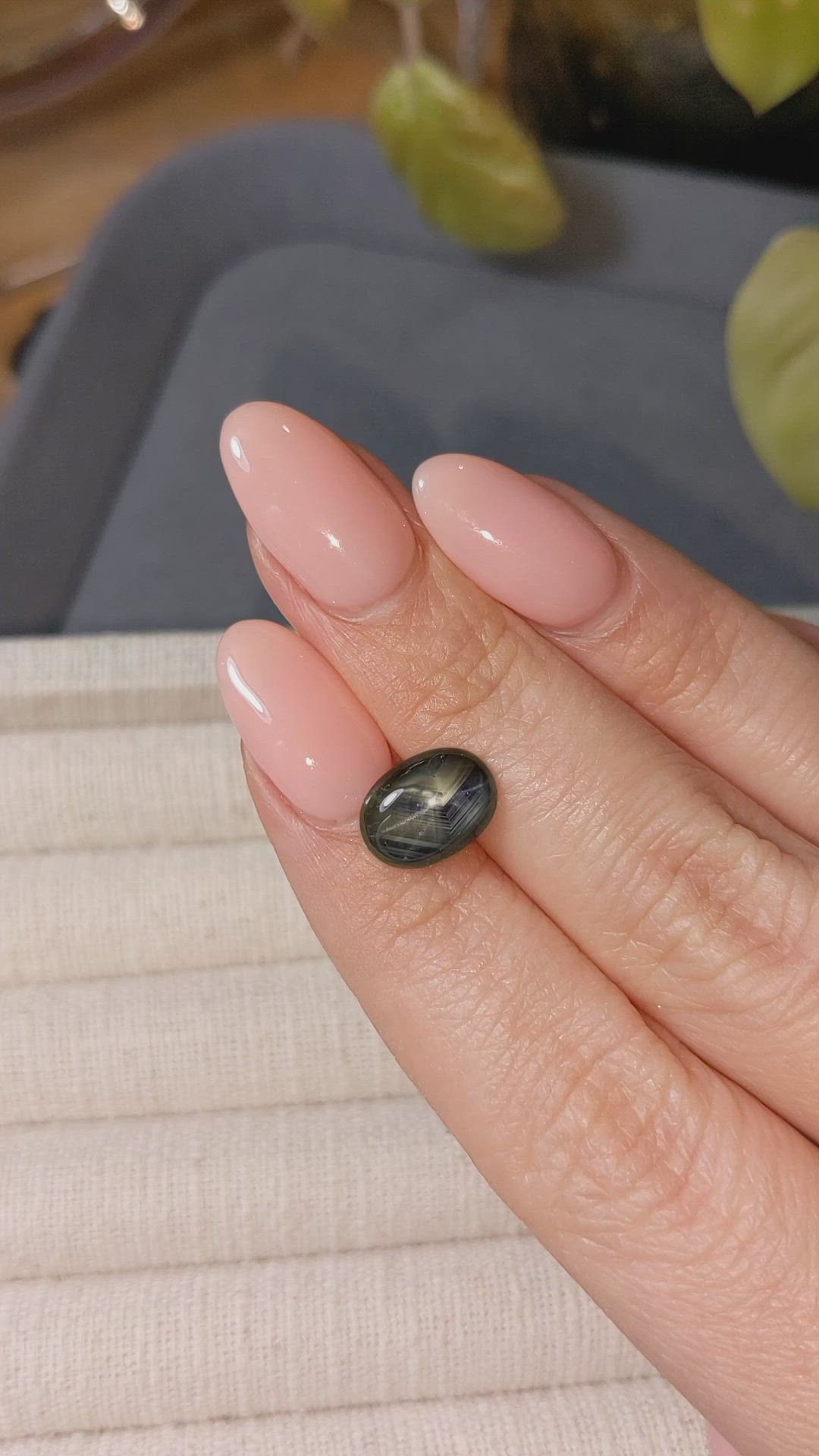 3.38 Ct. Bluish Grey Cabochon Star Sapphire from Ceylon (Sri Lanka) Size Video