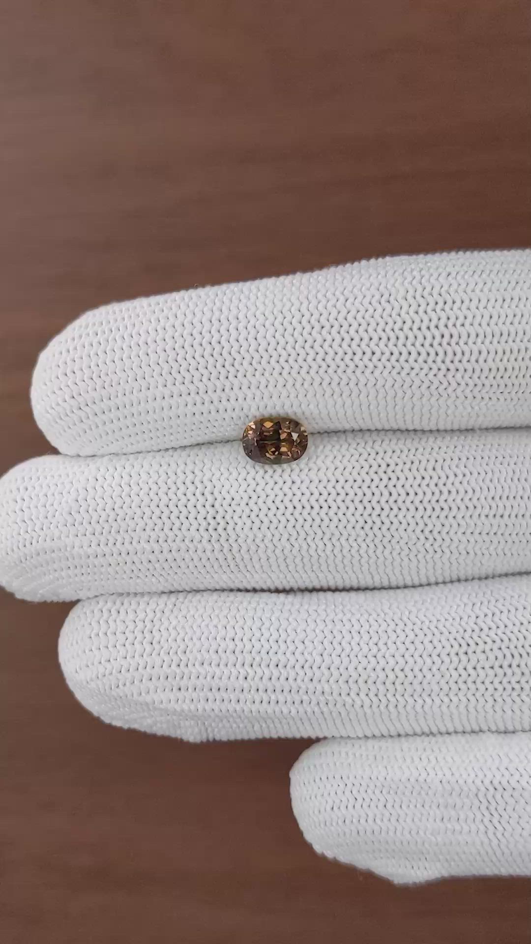 1.37 Ct. Orangish Brown Sapphire from Ceylon (Sri Lanka) Size Video