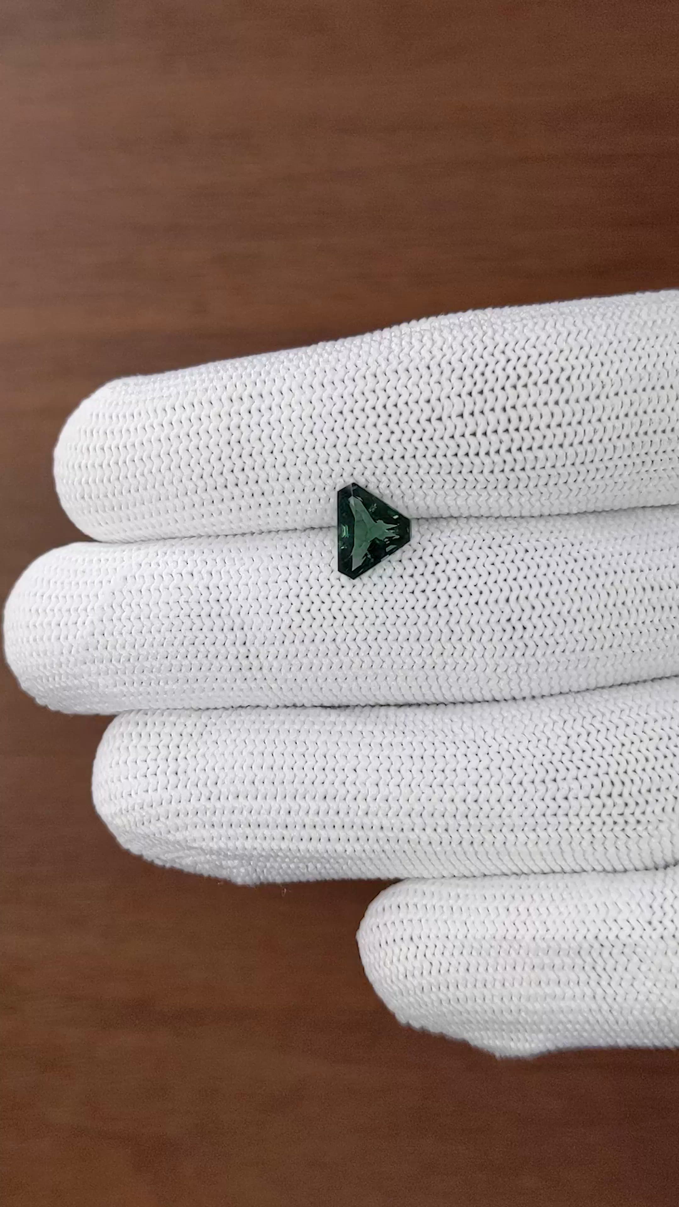 1.58 Ct. Bluish Green Sapphire from Madagascar Size Video