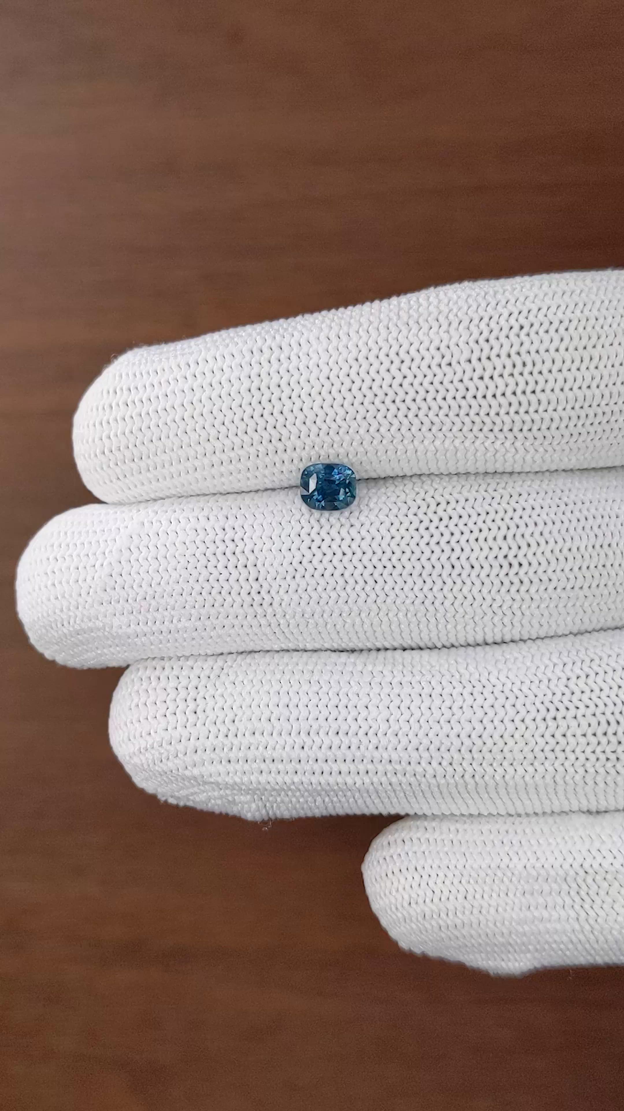 0.99 Ct. Greenish Blue Sapphire from Madagascar Size Video