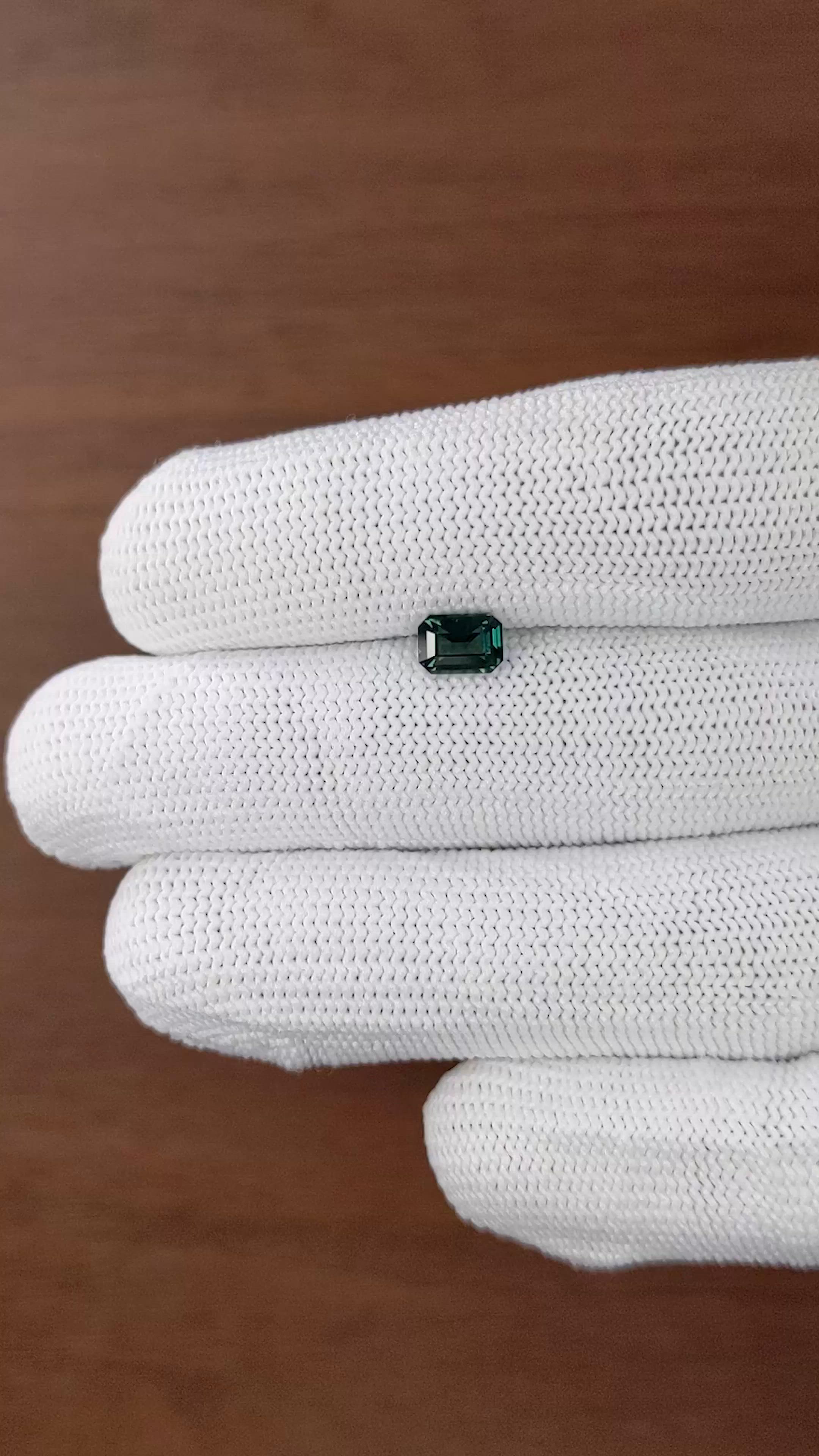 1.04 Ct. Bluish Green Sapphire from Madagascar Size Video