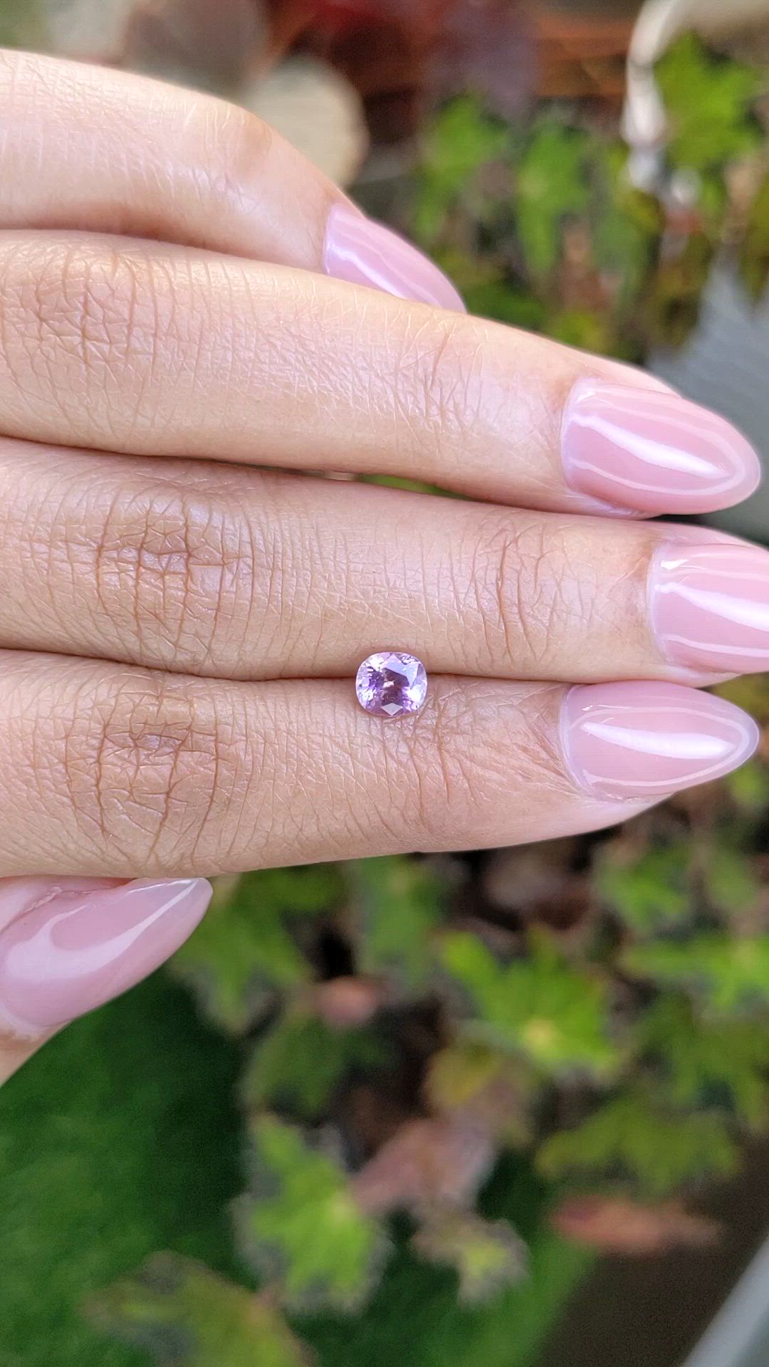 0.71 Ct. Pinkish Purple Sapphire from Ceylon (Sri Lanka) Size Video