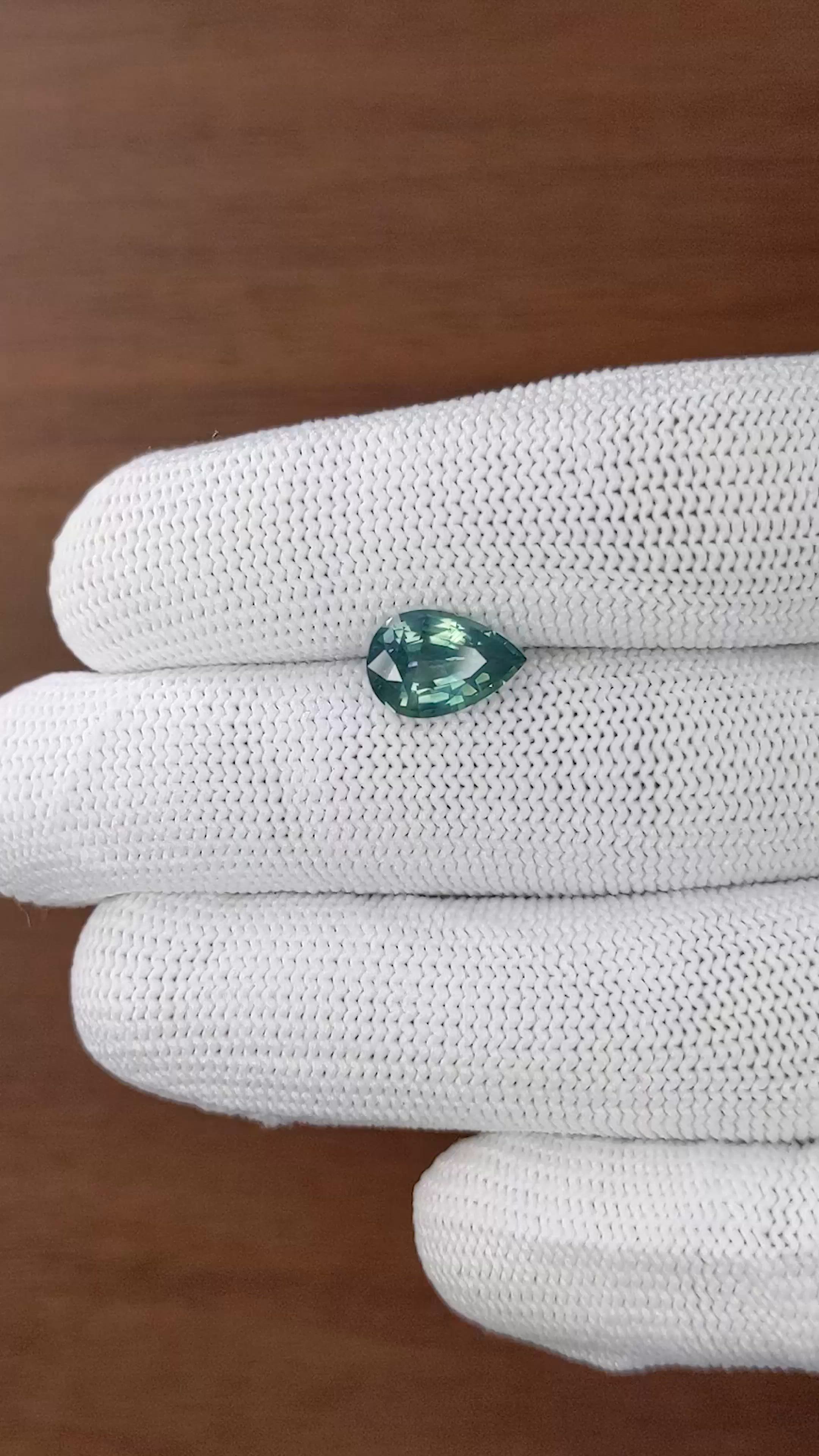 3.02 Ct. Bluish Green Sapphire from Ceylon (Sri Lanka) Size Video