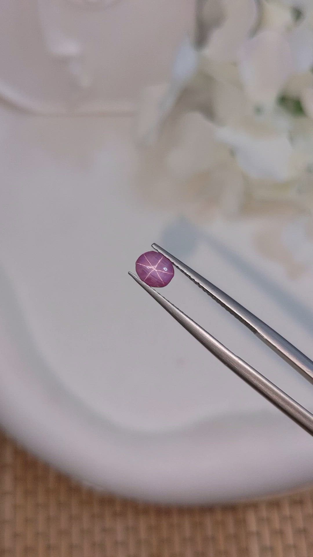 0.82 Ct. Pinkish Purple Star Sapphire from Ceylon (Sri Lanka) Size Video