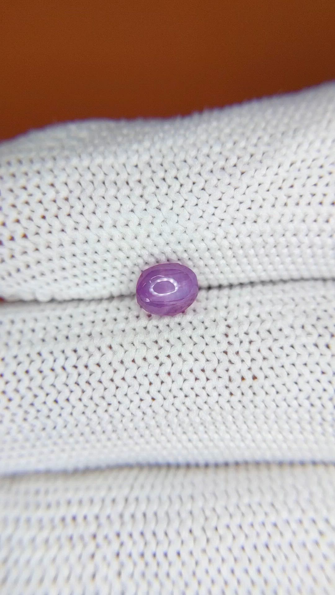 0.82 Ct. Pinkish Purple Star Sapphire from Ceylon (Sri Lanka) Size Video