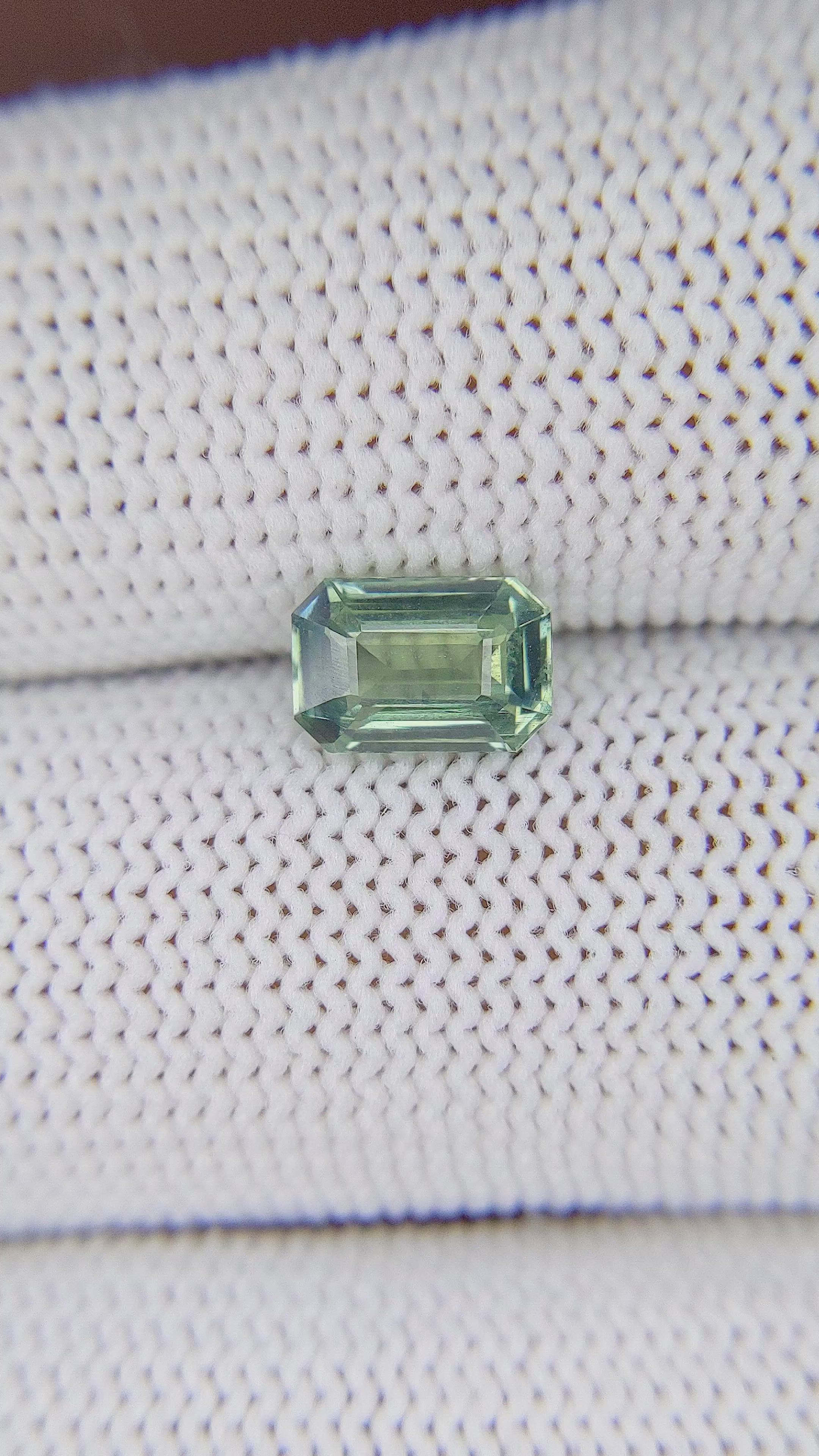1.53 Ct. Bluish Green Sapphire from Madagascar Size Video