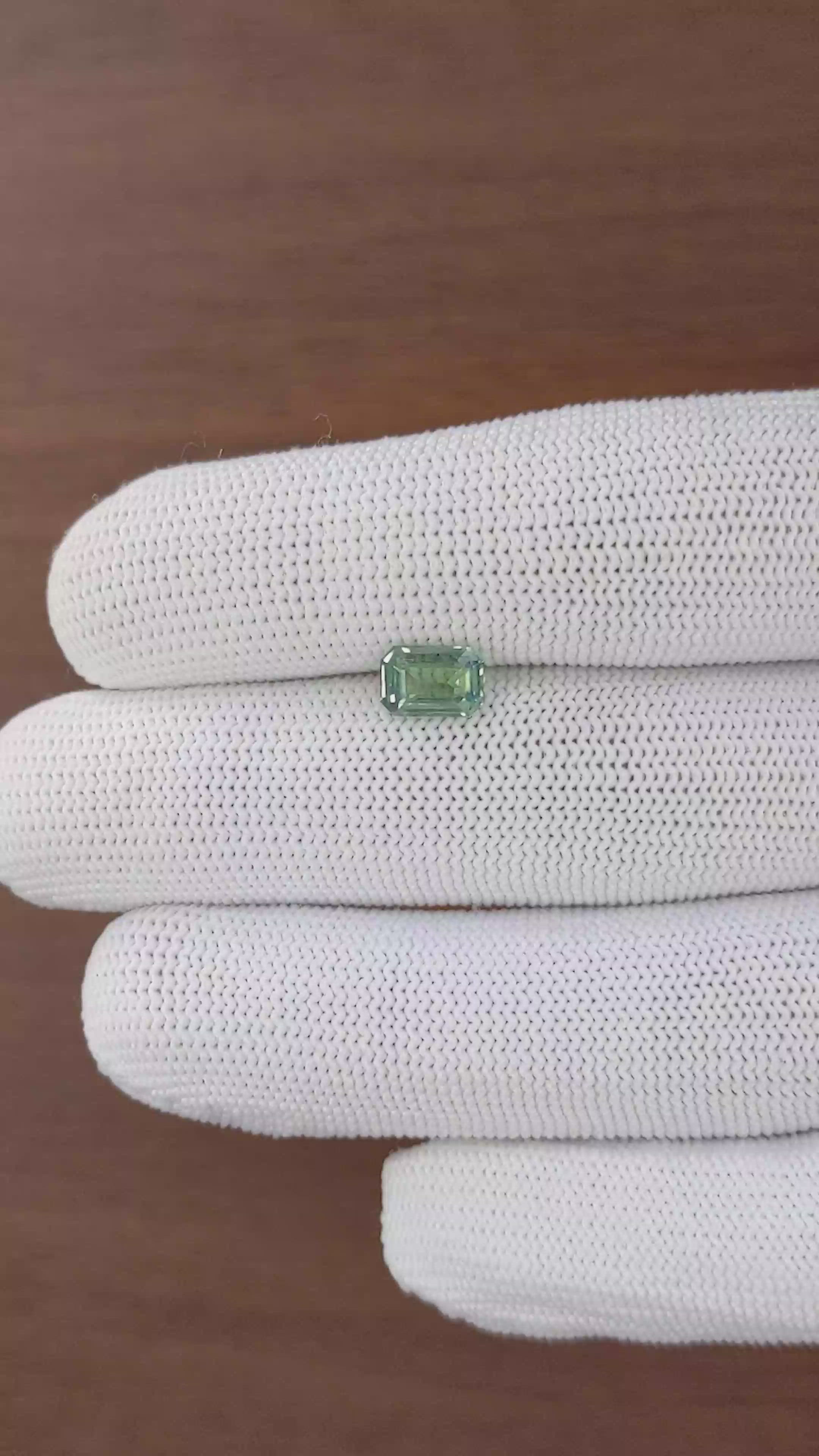 1.53 Ct. Bluish Green Sapphire from Madagascar Size Video