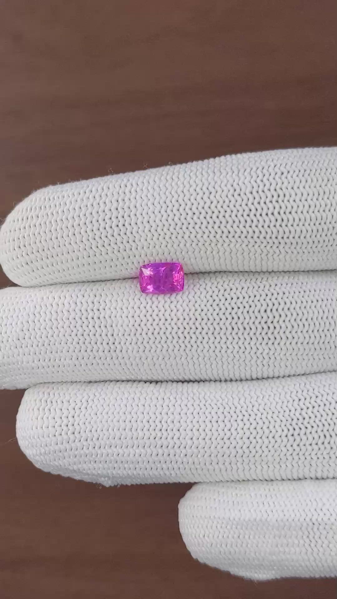1.25 Ct. Purplish Pink Sapphire from Ceylon (Sri Lanka) Size Video