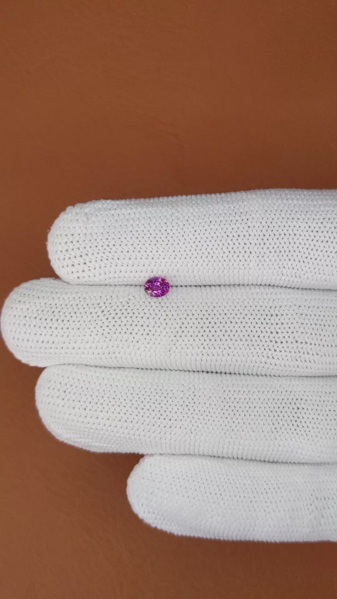 0.40 Ct. Pinkish Purple Sapphire from Ceylon (Sri Lanka) Size Video