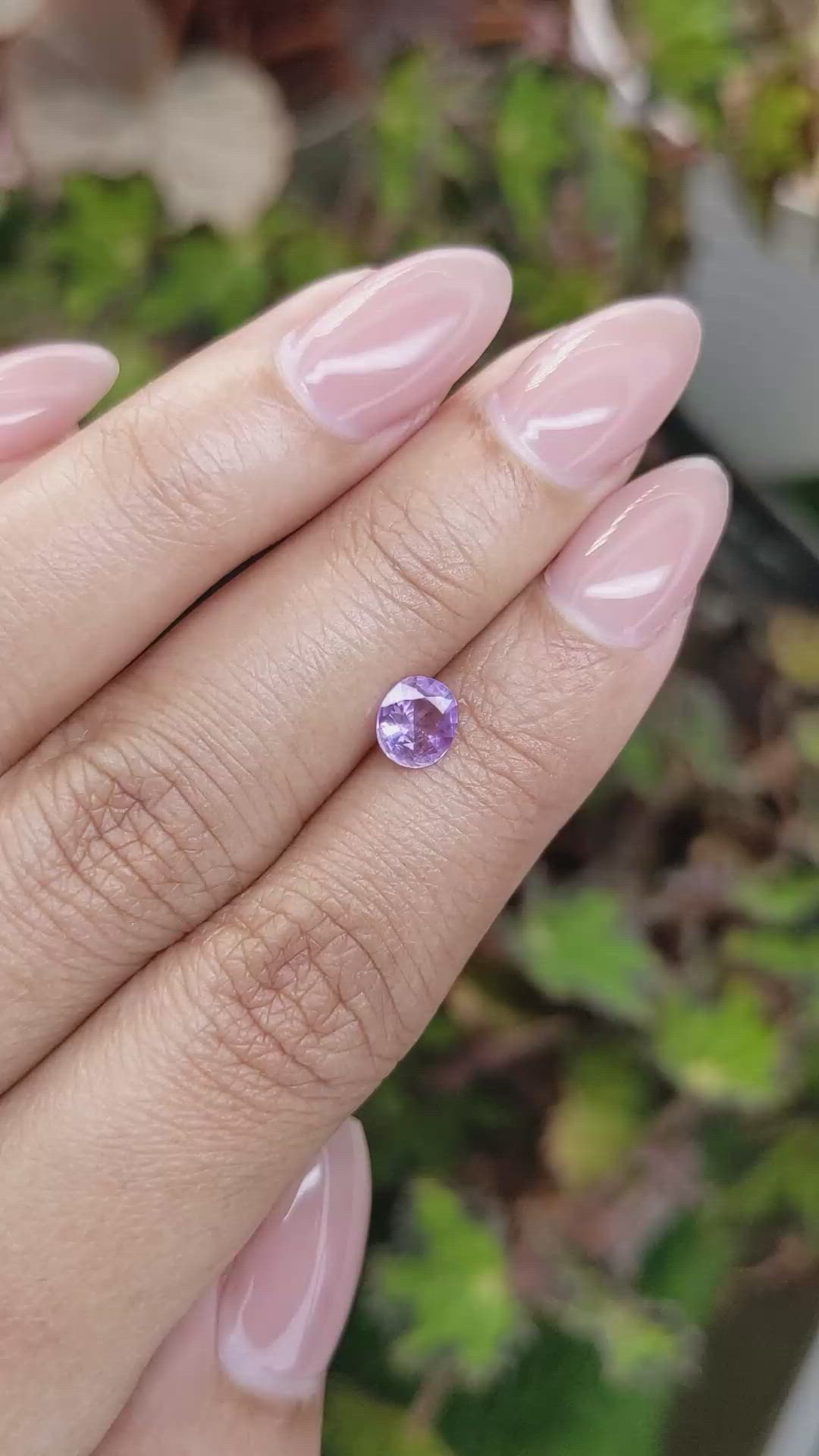 0.59 Ct. Pinkish Purple Sapphire from Ceylon (Sri Lanka) Size Video
