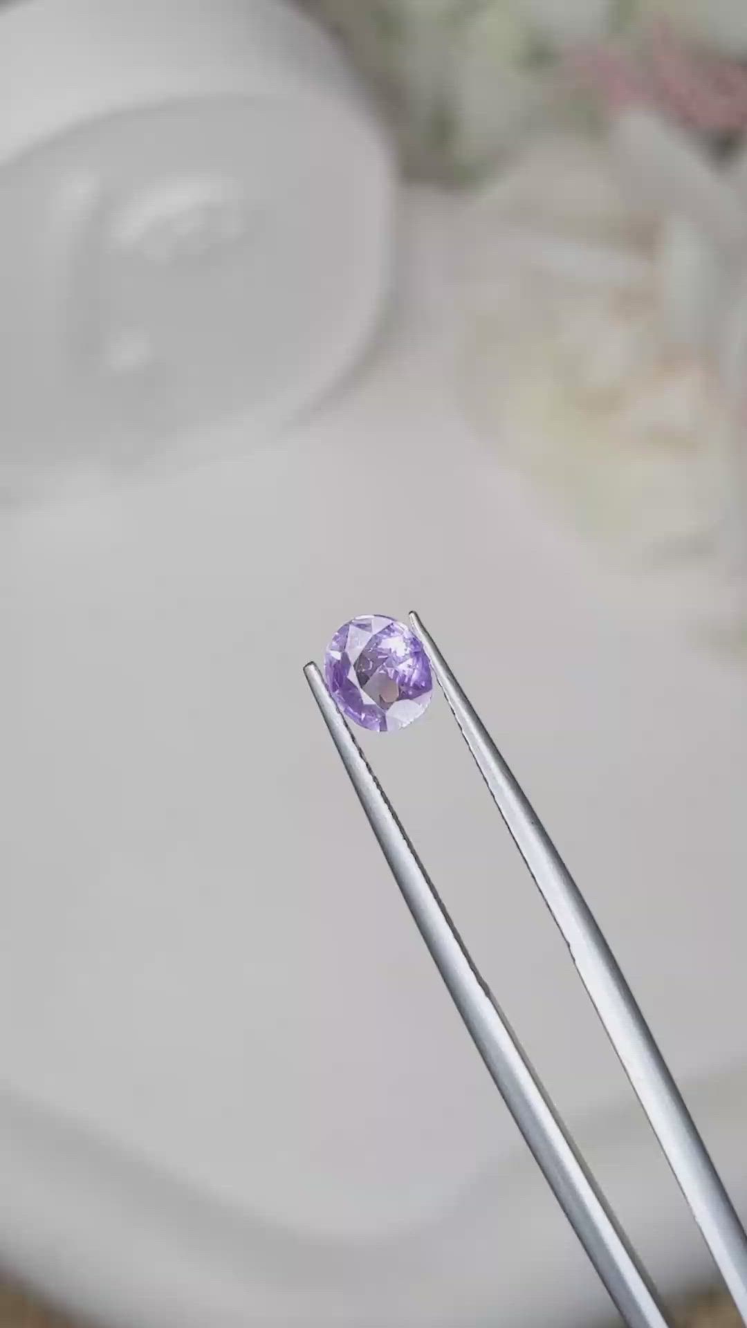 0.59 Ct. Pinkish Purple Sapphire from Ceylon (Sri Lanka) Size Video