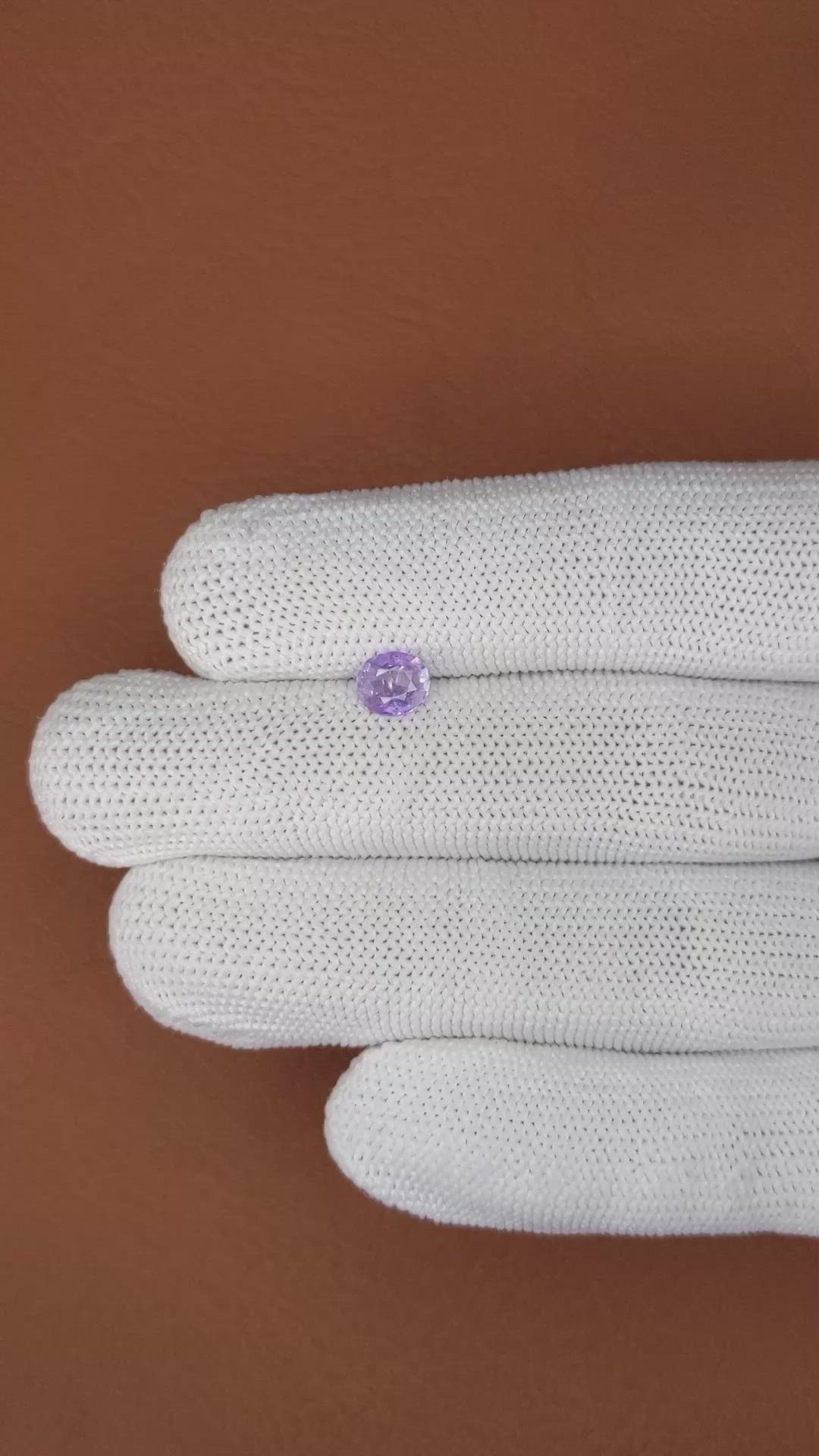 0.59 Ct. Pinkish Purple Sapphire from Ceylon (Sri Lanka) Size Video