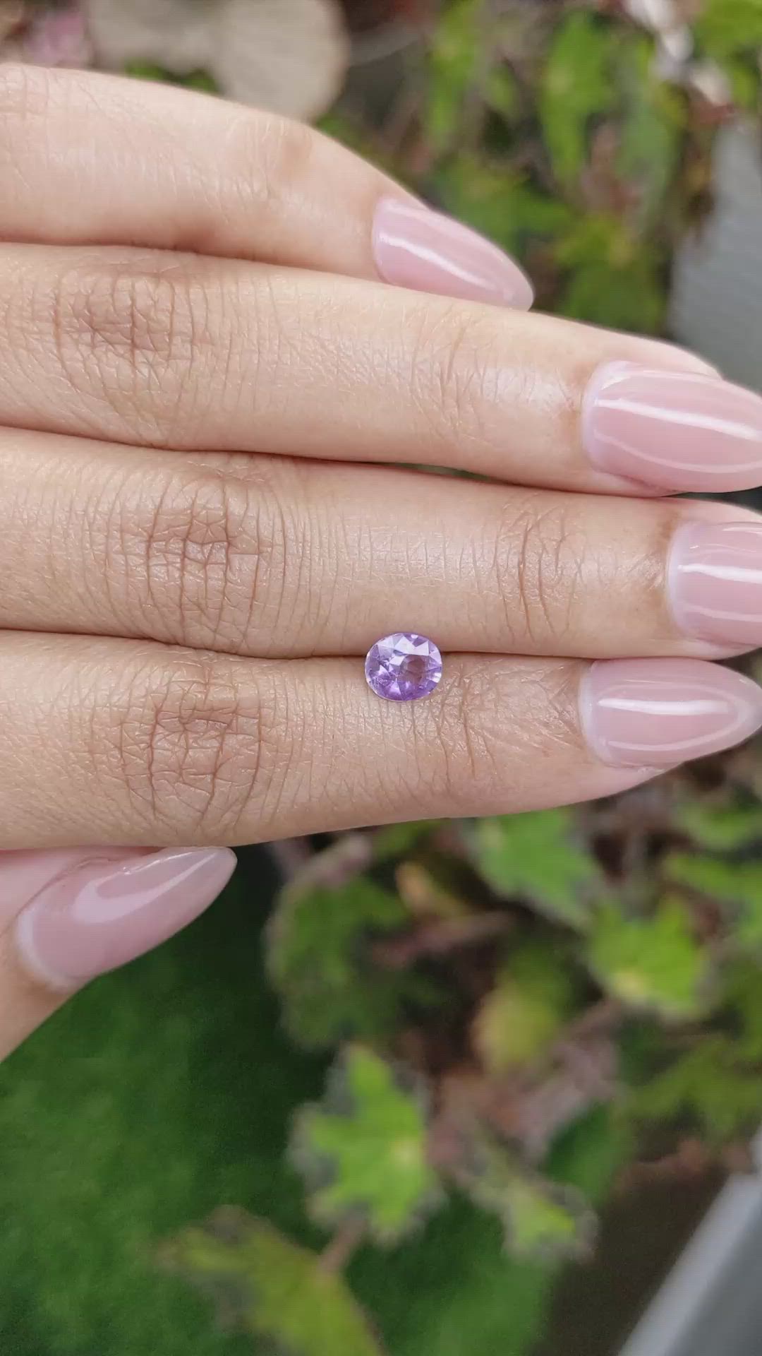 0.59 Ct. Pinkish Purple Sapphire from Ceylon (Sri Lanka) Size Video