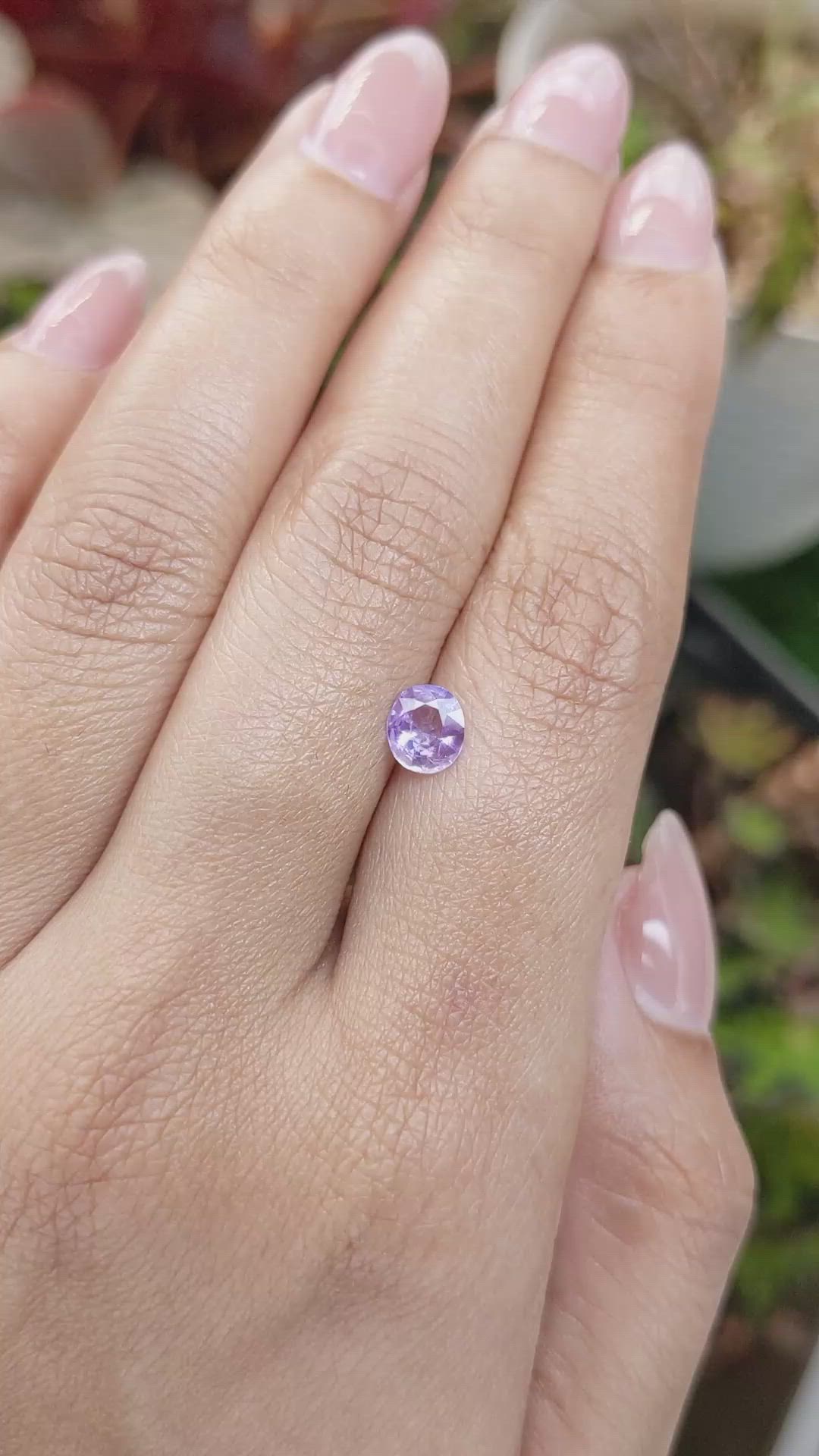 0.59 Ct. Pinkish Purple Sapphire from Ceylon (Sri Lanka) Size Video
