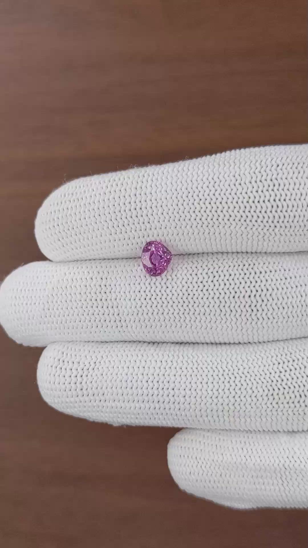 1.30 Ct. Purplish Pink Sapphire from Ceylon (Sri Lanka) Size Video