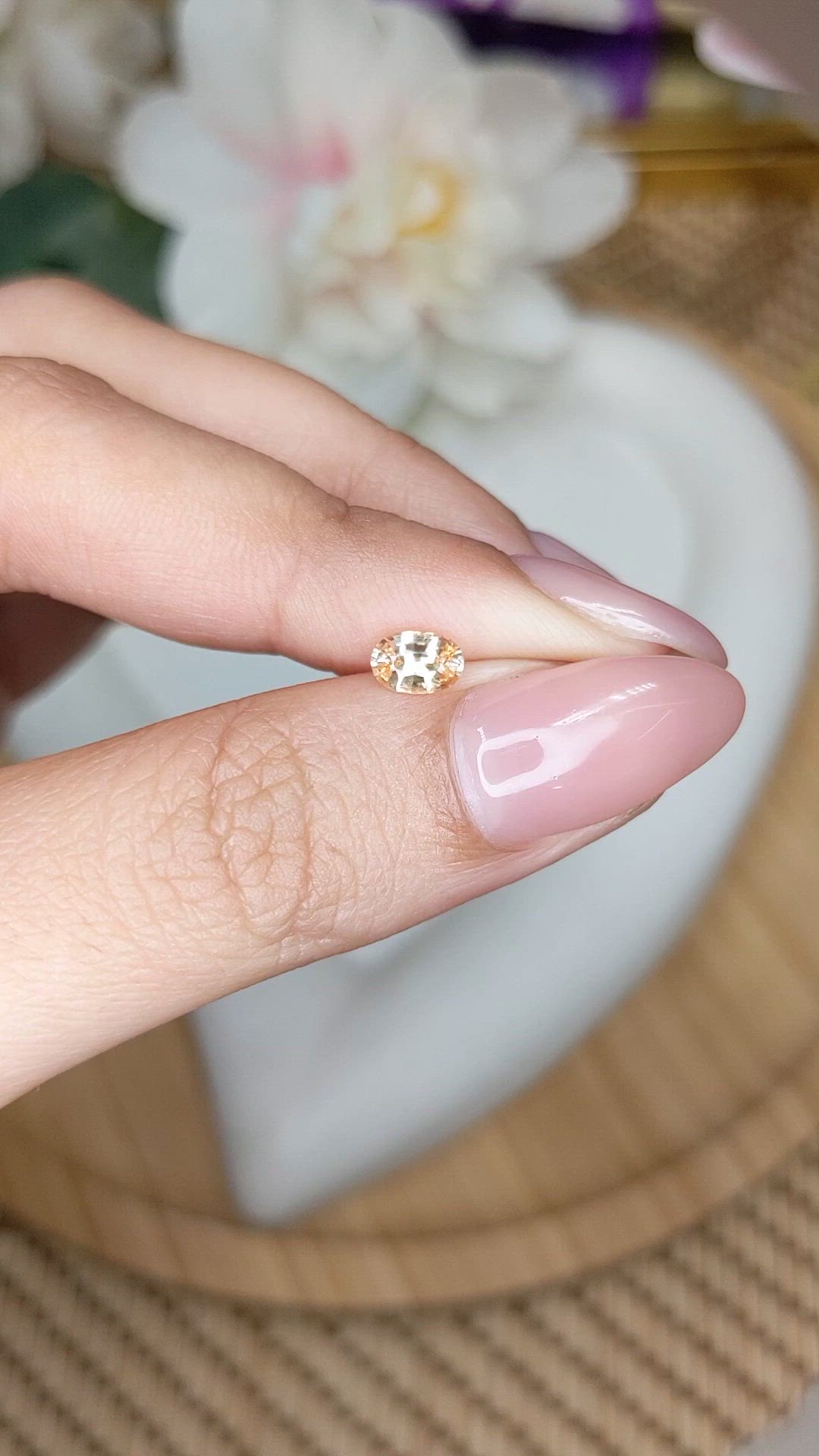 0.50 Ct. Peach Sapphire from Ceylon (Sri Lanka) Size Video