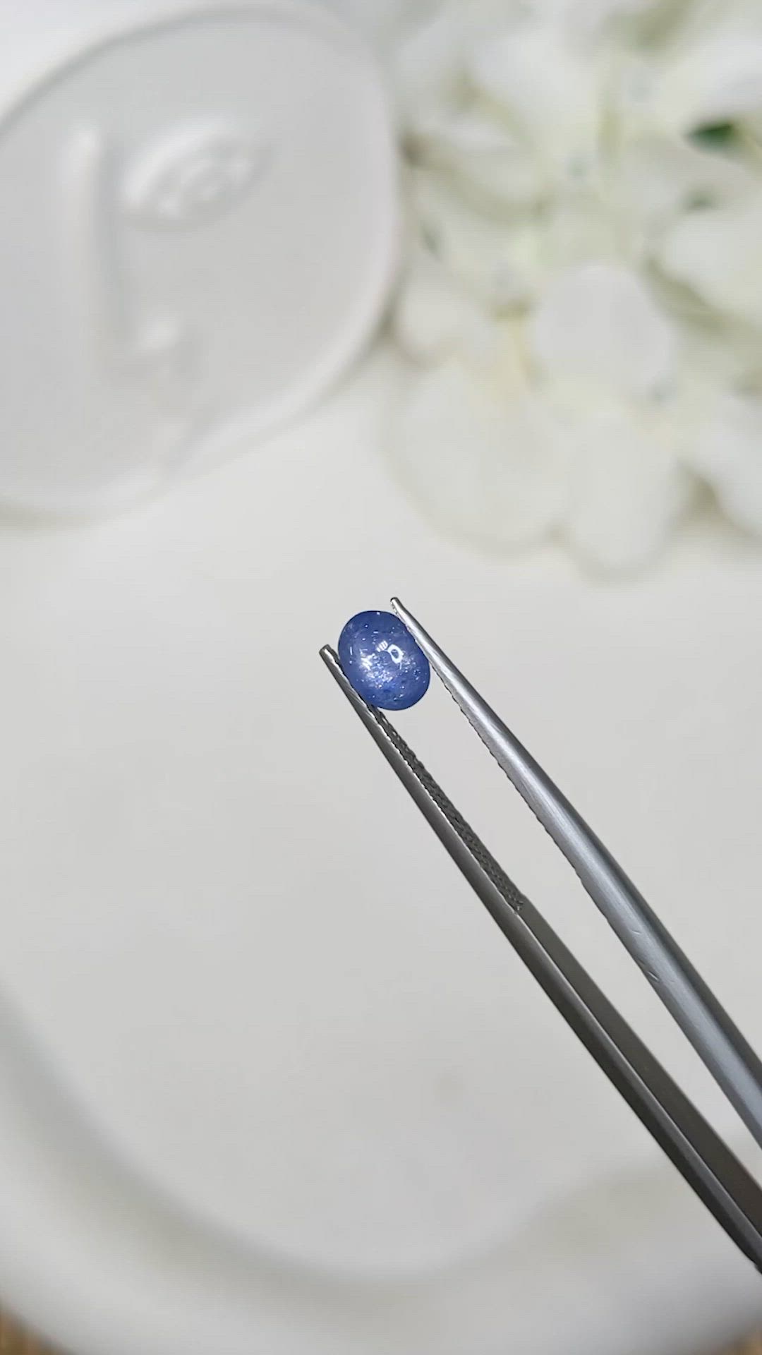 0.97 Ct. Blue Cabochon Sapphire from Ceylon (Sri Lanka) Size Video