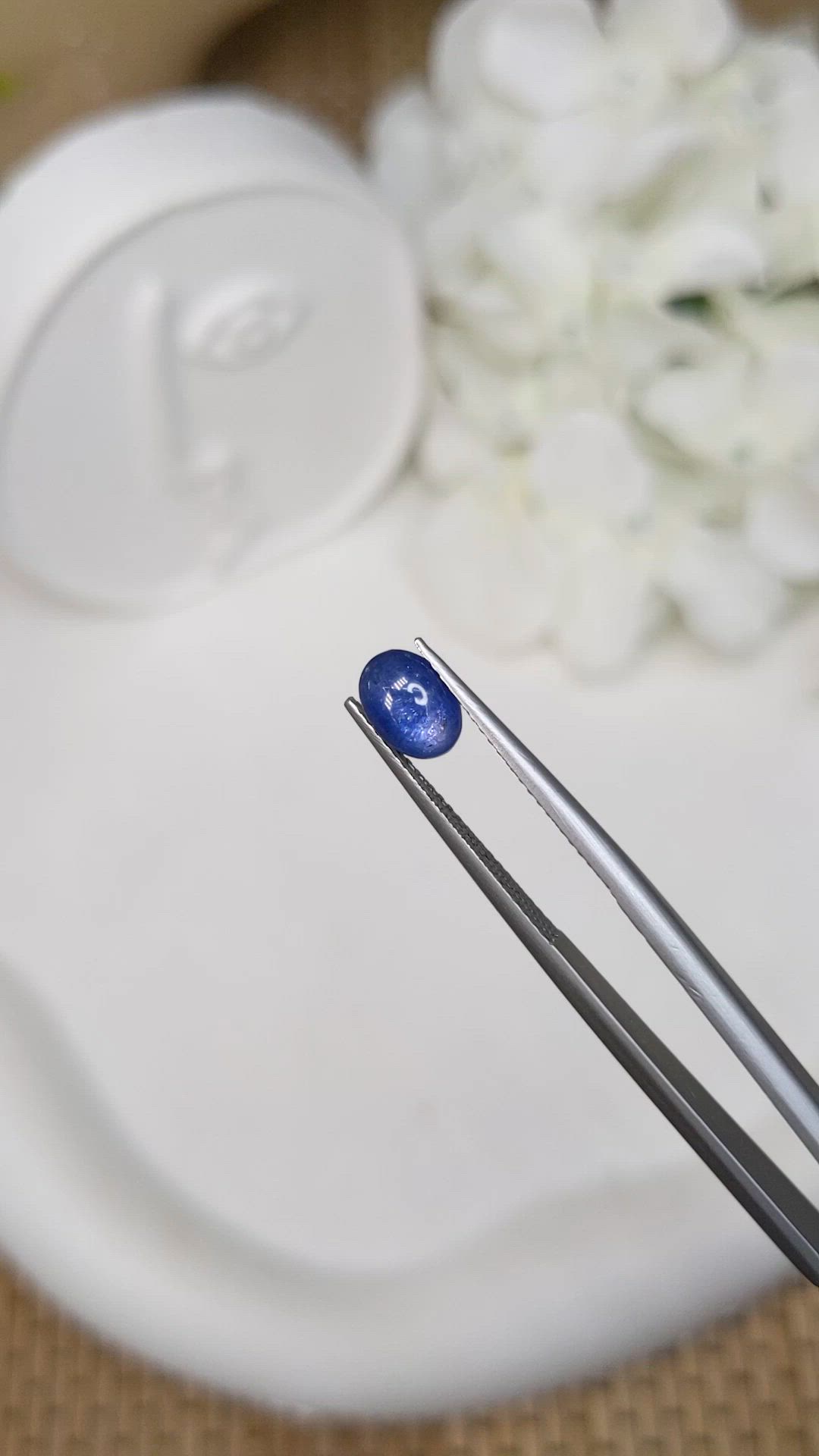 1.58 Ct. Blue Cabochon Sapphire from Ceylon (Sri Lanka) Size Video