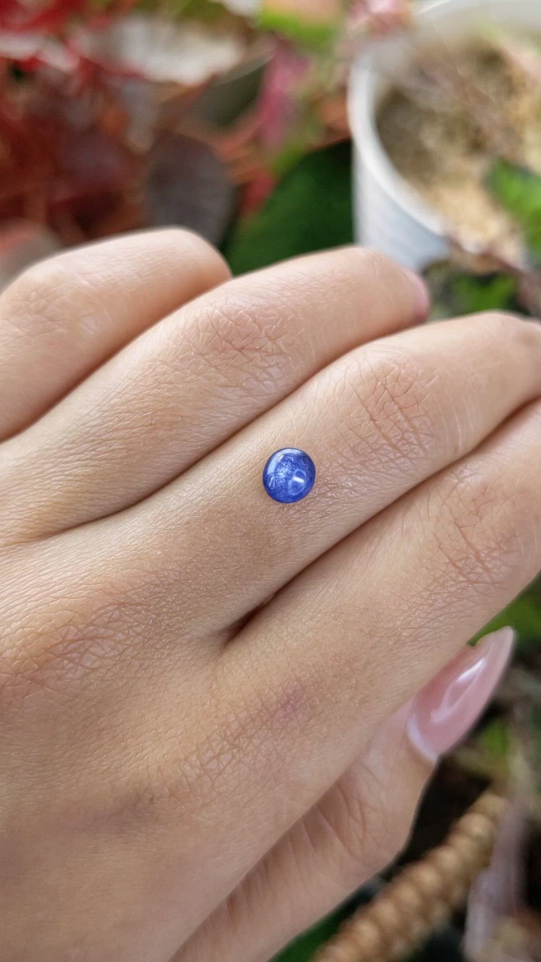 0.88 Ct. Blue Cabochon Sapphire from Ceylon (Sri Lanka) Size Video