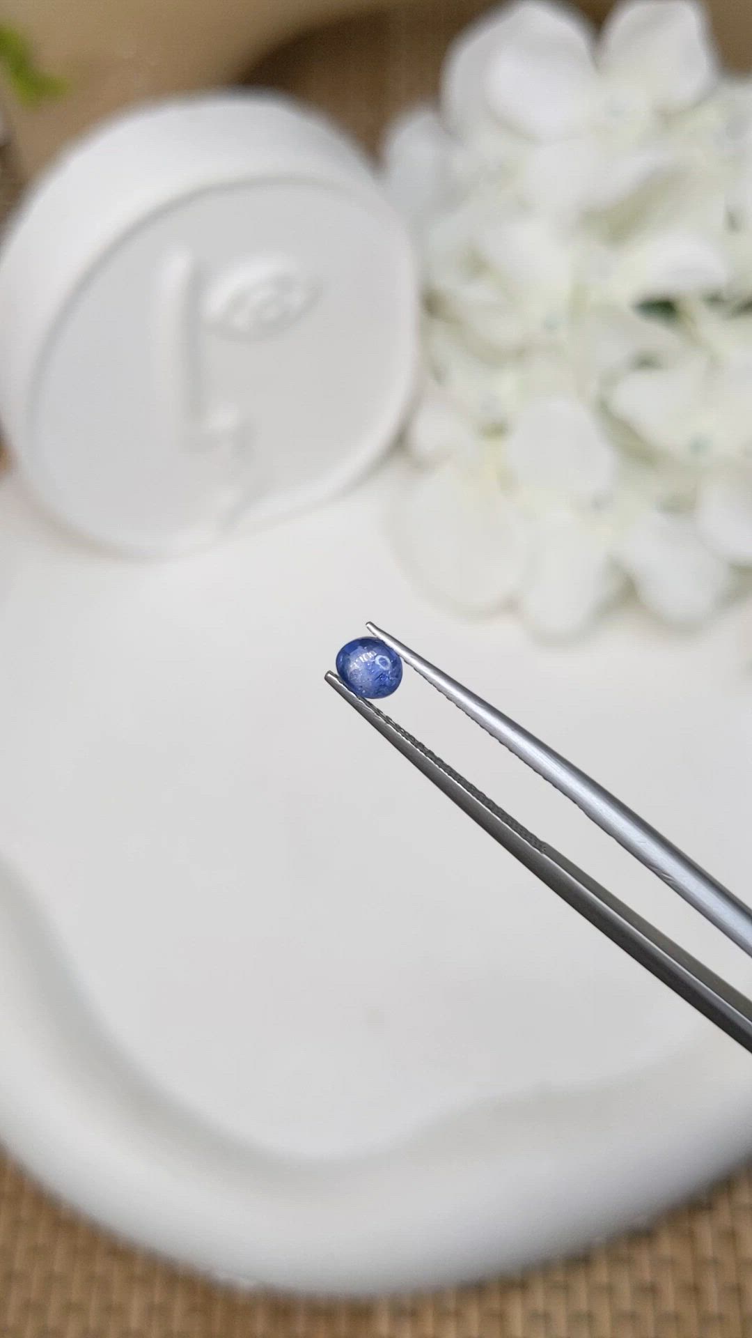 0.55 Ct. Blue Cabochon Sapphire from Ceylon (Sri Lanka) Size Video
