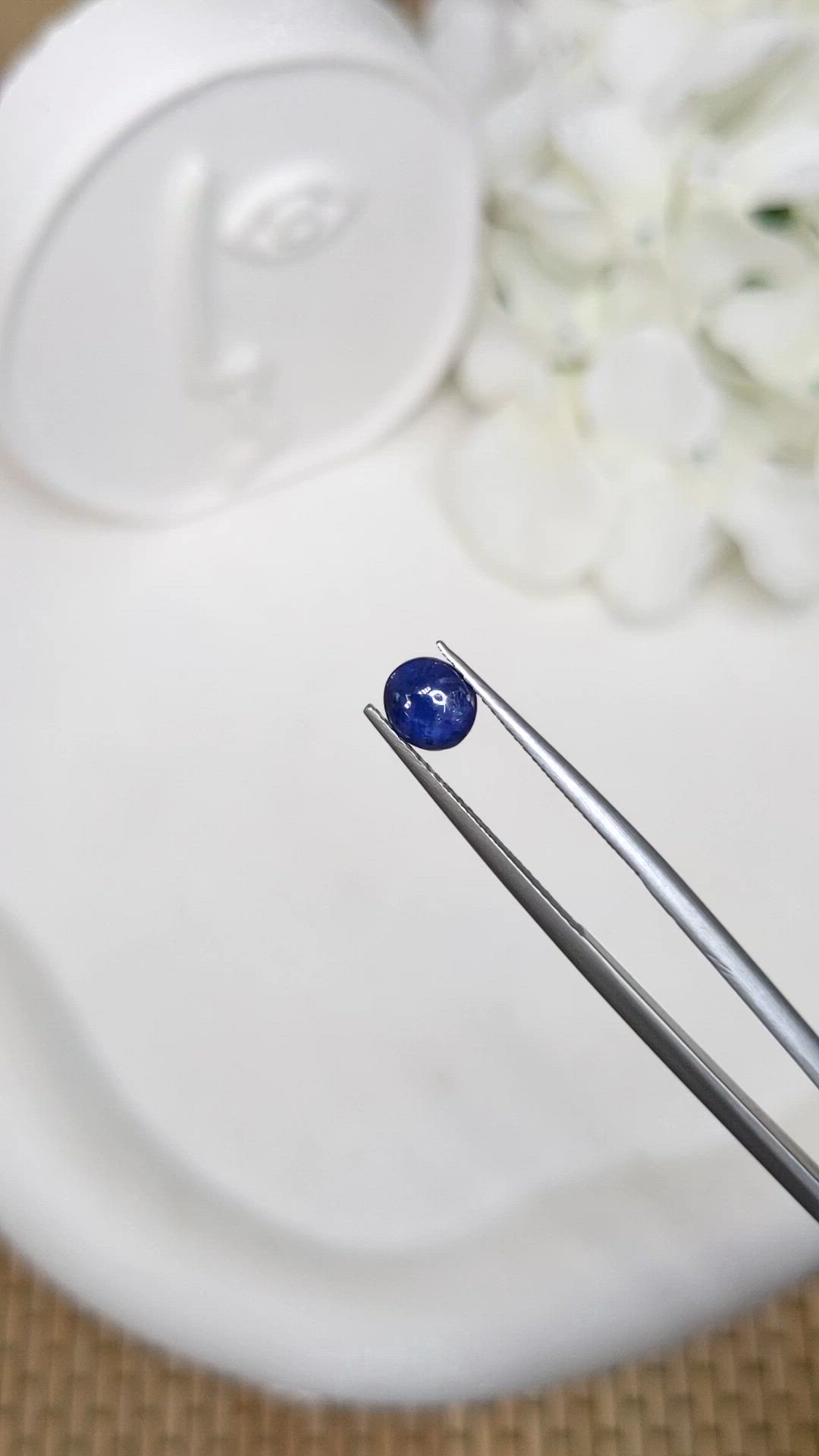 1.27 Ct. Blue Cabochon Sapphire from Ceylon (Sri Lanka) Size Video