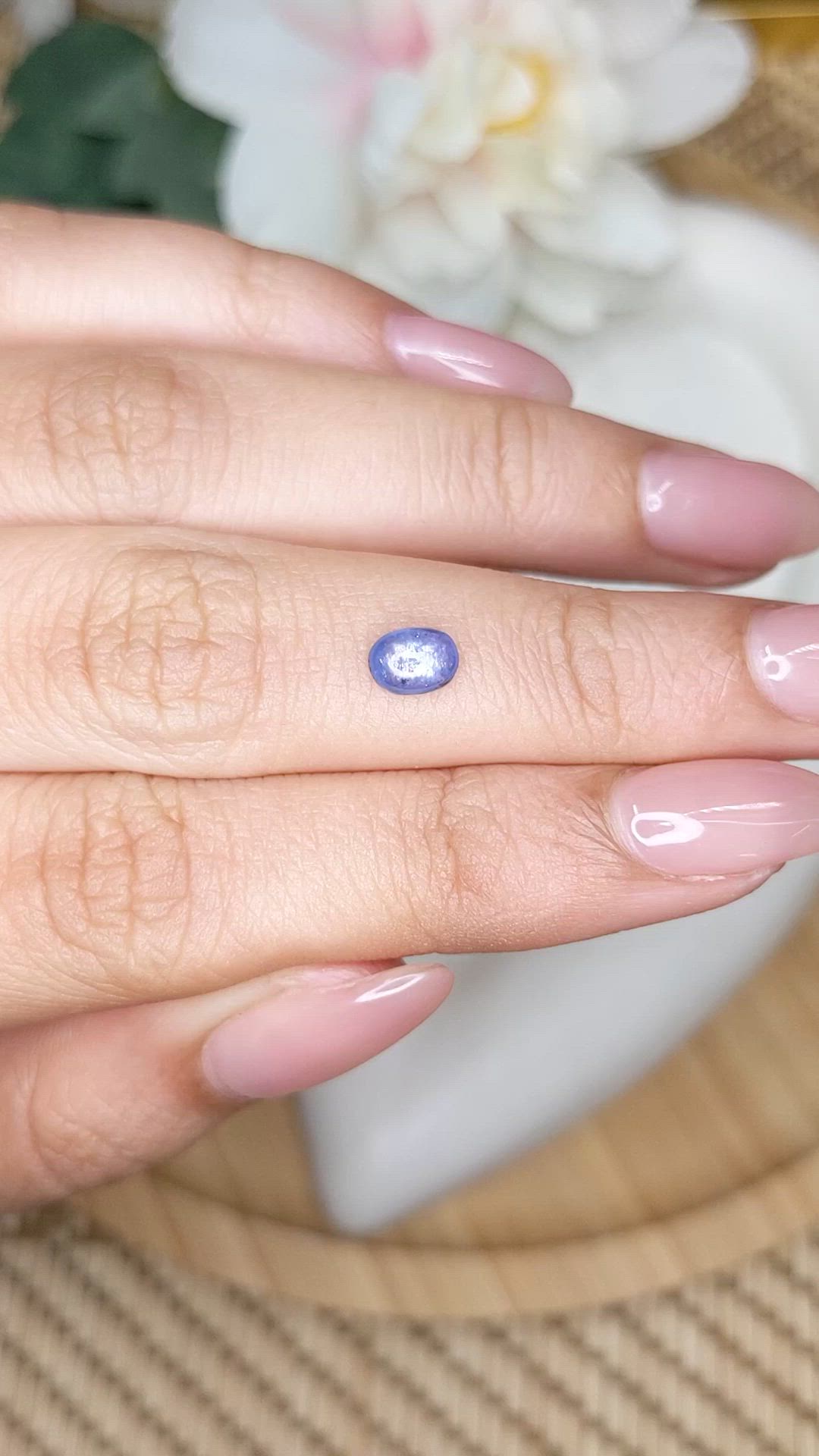 0.63 Ct. Blue Cabochon Sapphire from Ceylon (Sri Lanka) Size Video