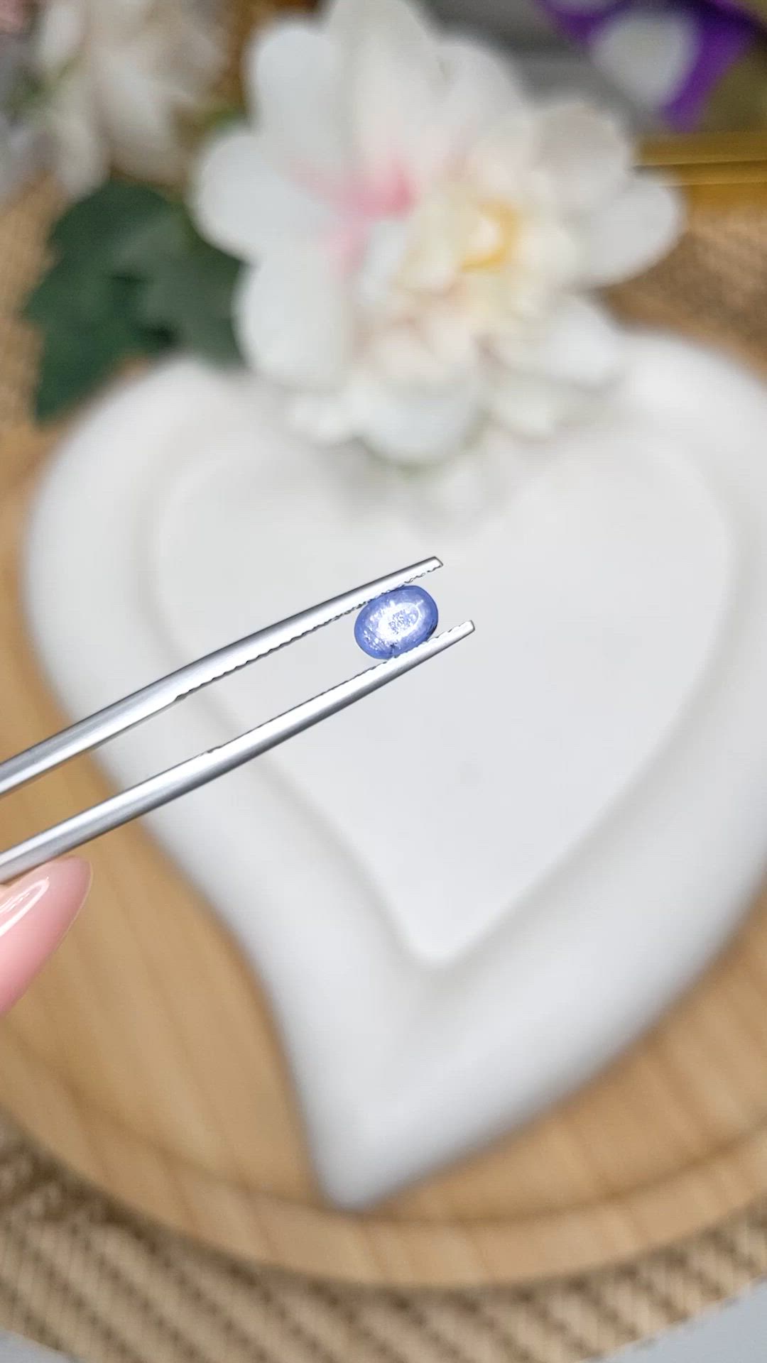 0.63 Ct. Blue Cabochon Sapphire from Ceylon (Sri Lanka) Size Video