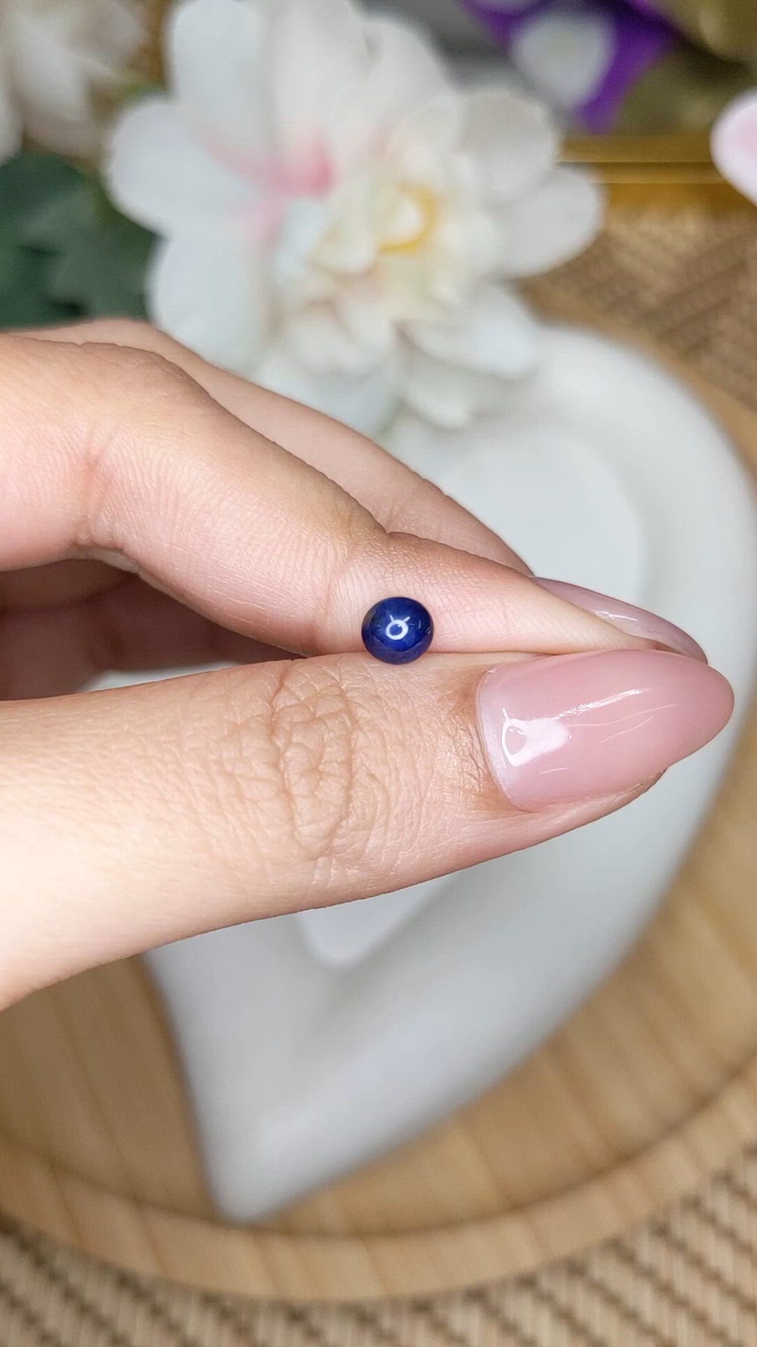 0.72 Ct. Blue Cabochon Sapphire from Ceylon (Sri Lanka) Size Video