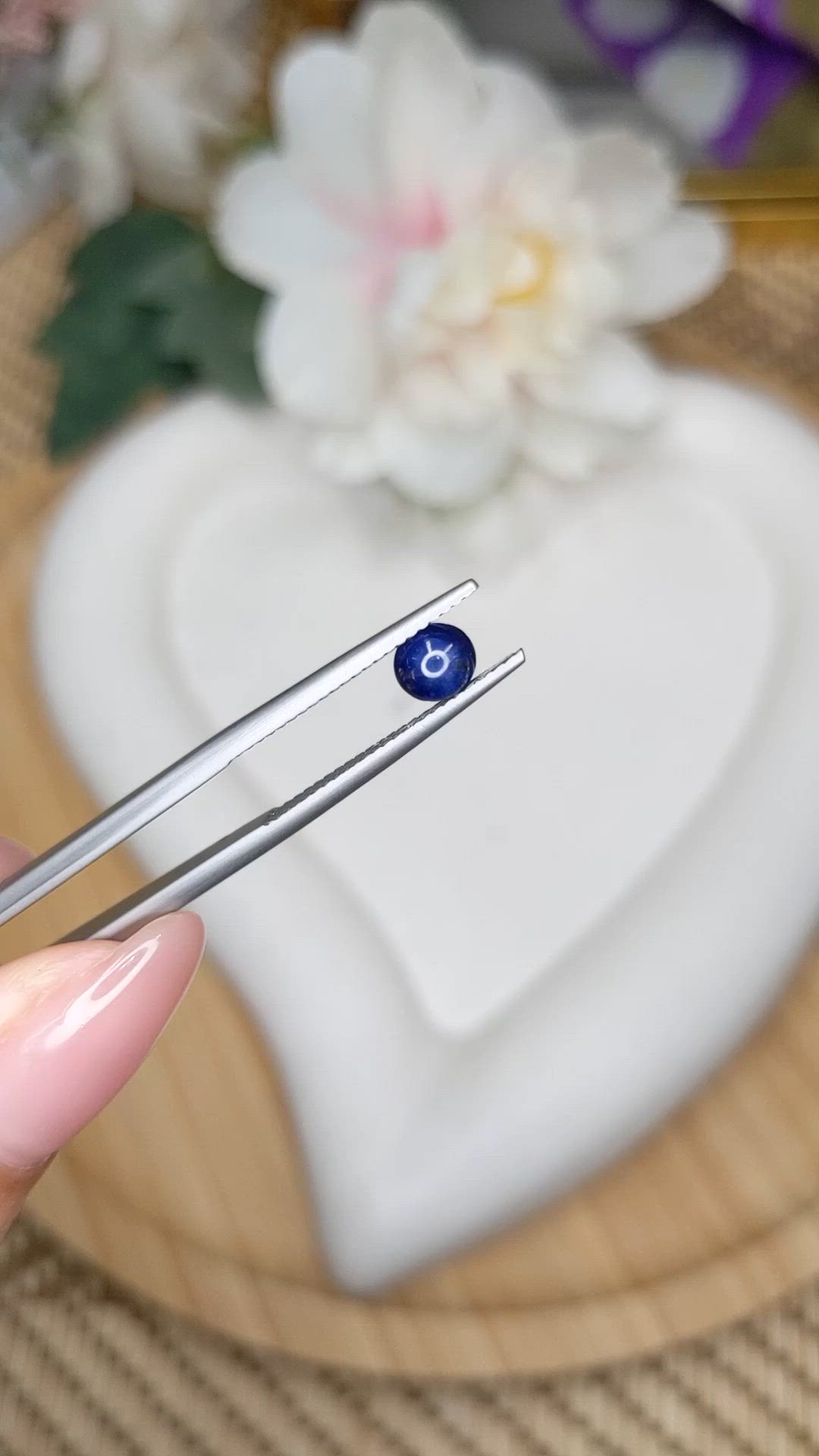 0.72 Ct. Blue Cabochon Sapphire from Ceylon (Sri Lanka) Size Video
