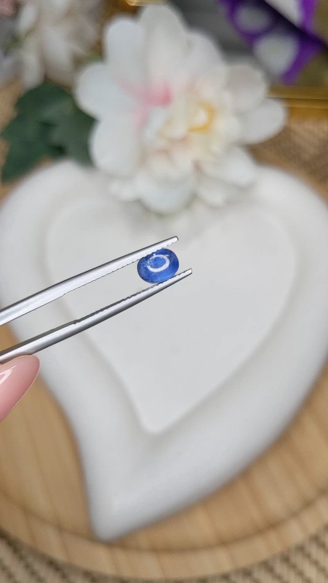 1.14 Ct. Blue Cabochon Sapphire from Ceylon (Sri Lanka) Size Video