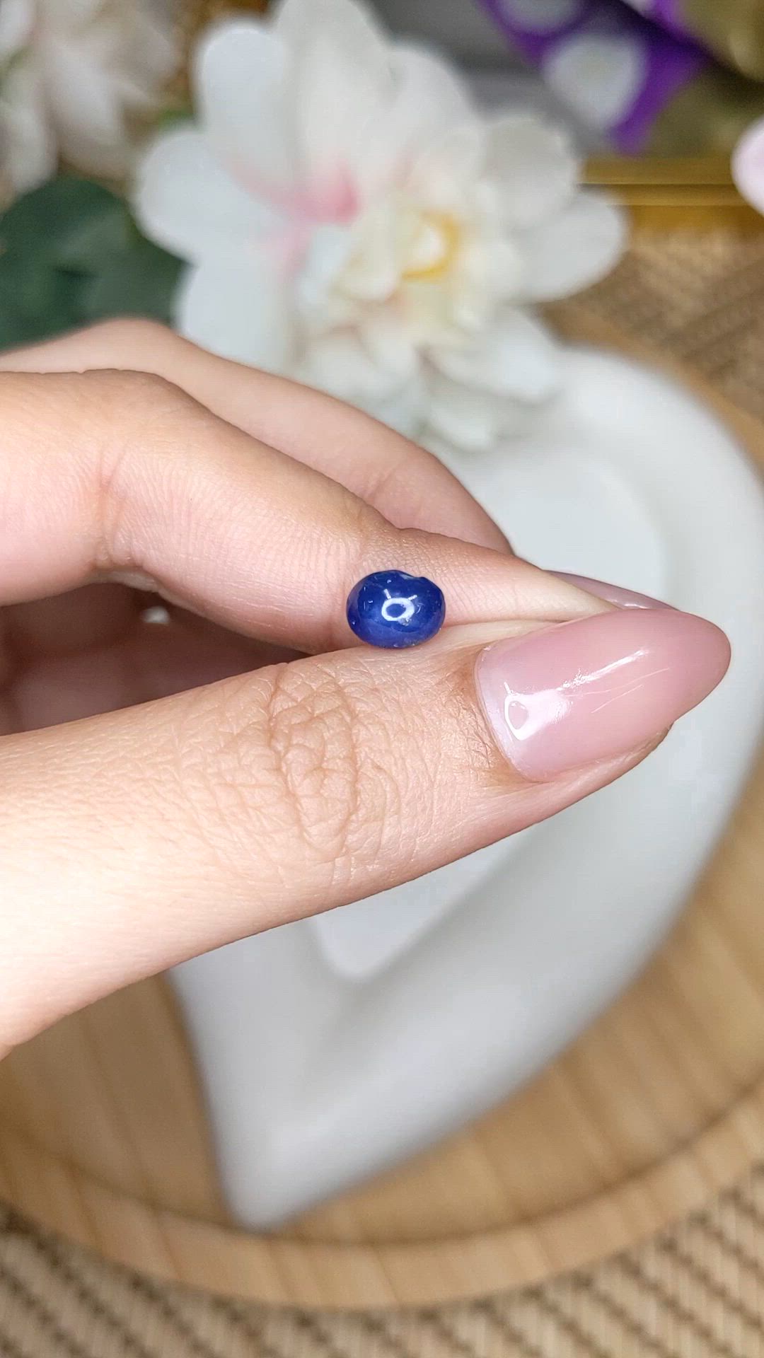 2.07 Ct. Blue Cabochon Sapphire from Ceylon (Sri Lanka) Size Video