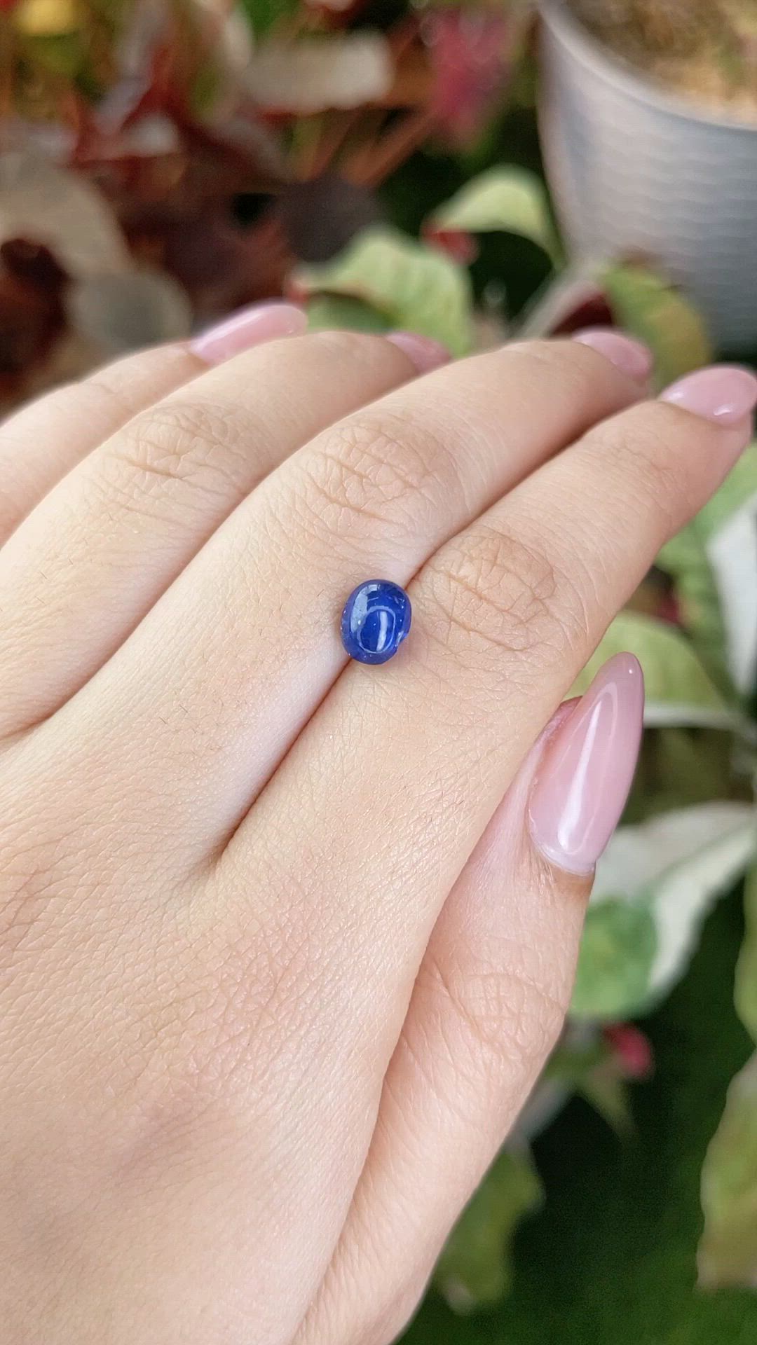 2.07 Ct. Blue Cabochon Sapphire from Ceylon (Sri Lanka) Size Video