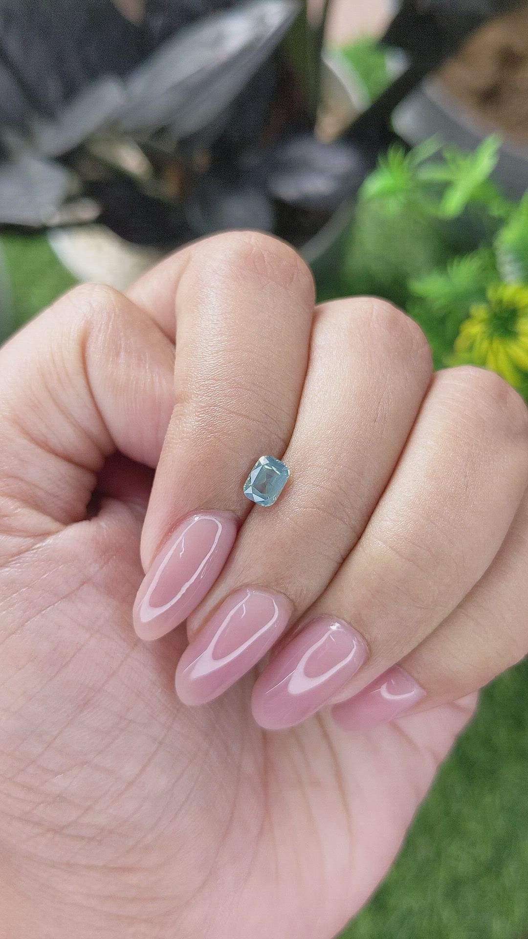 0.58 Ct. Bluish Green Sapphire from Tanzania Size Video