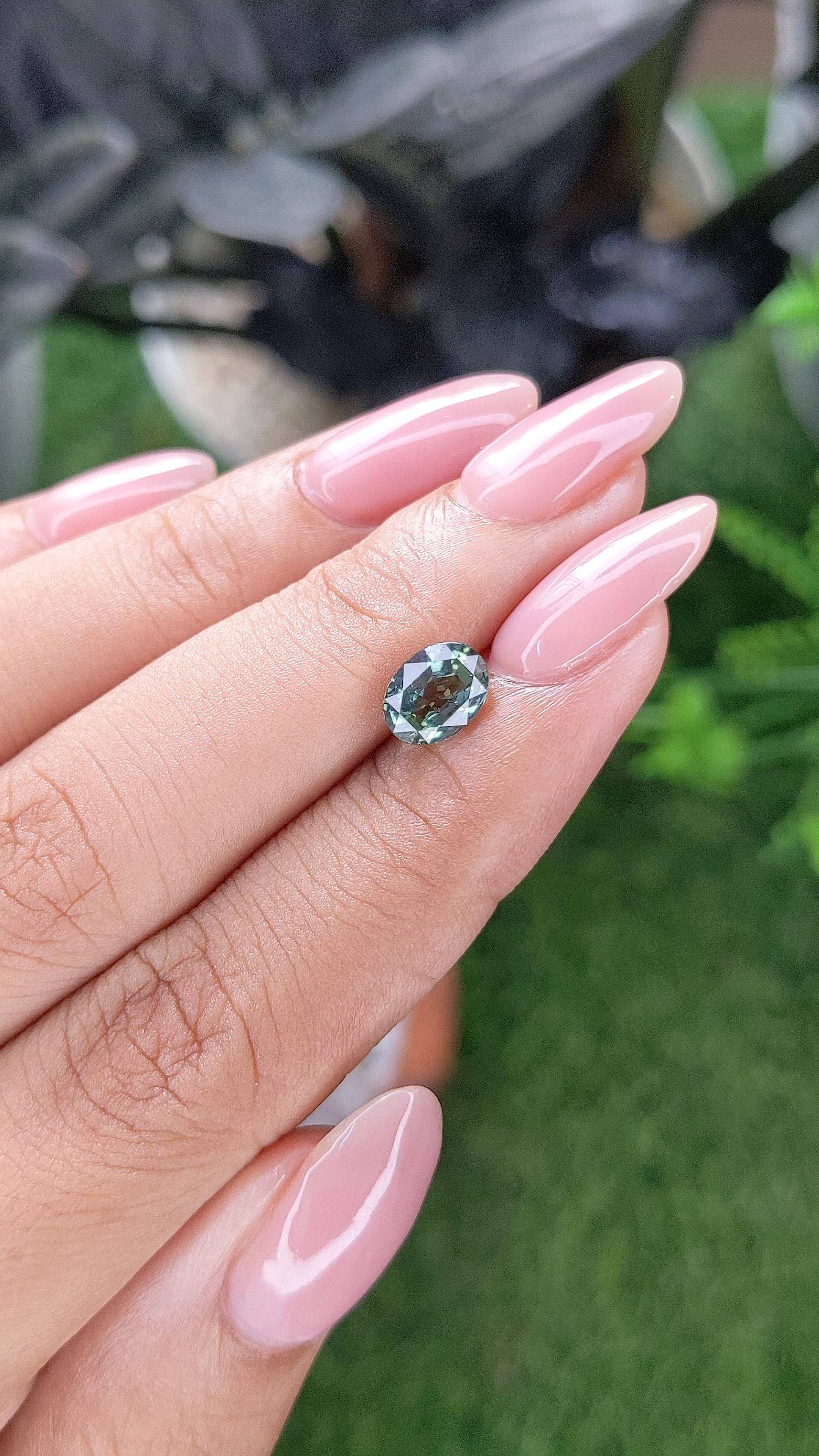 1.55 Ct. Bluish Green Sapphire from Tanzania Size Video
