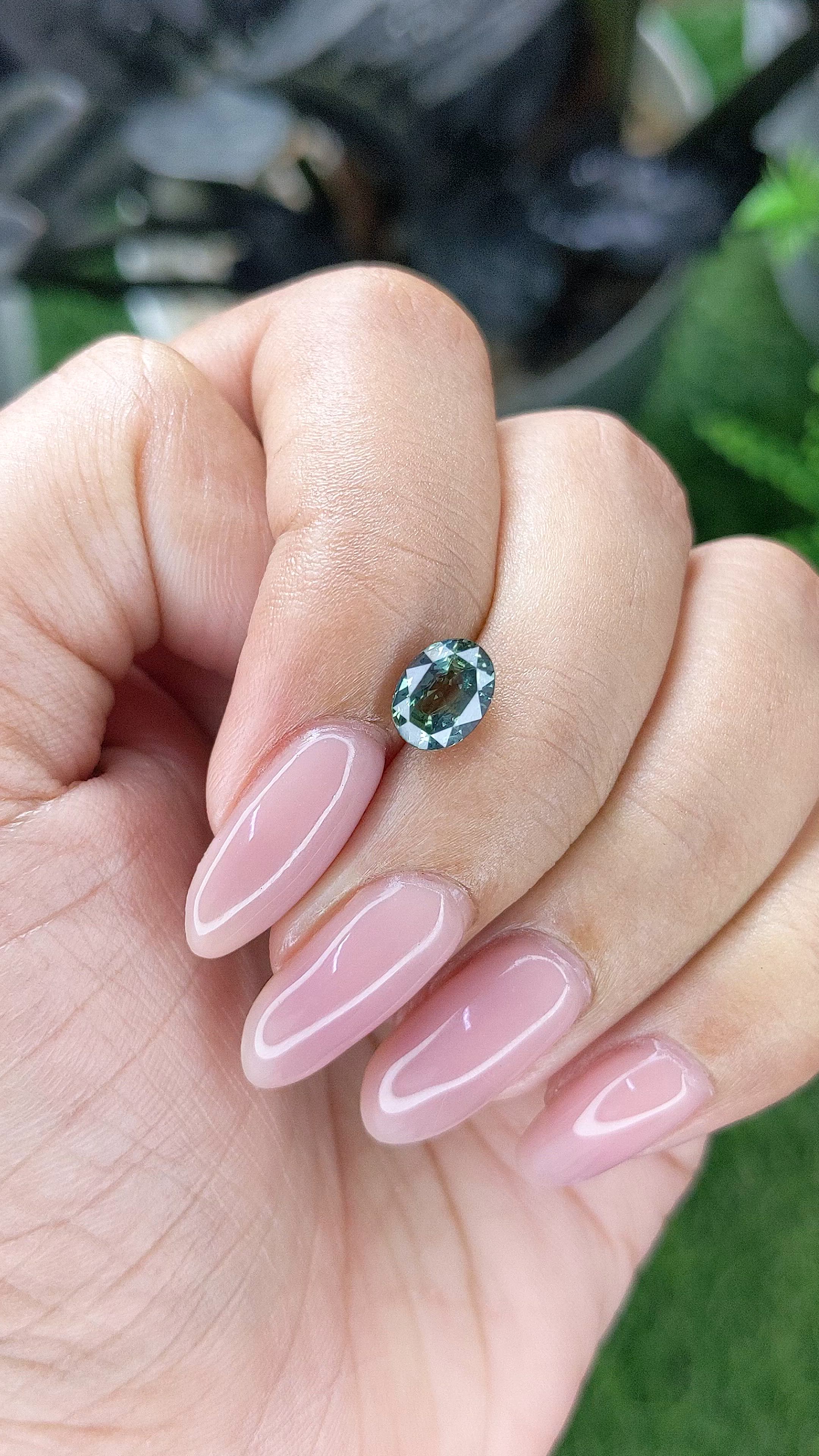 1.55 Ct. Bluish Green Sapphire from Tanzania Size Video