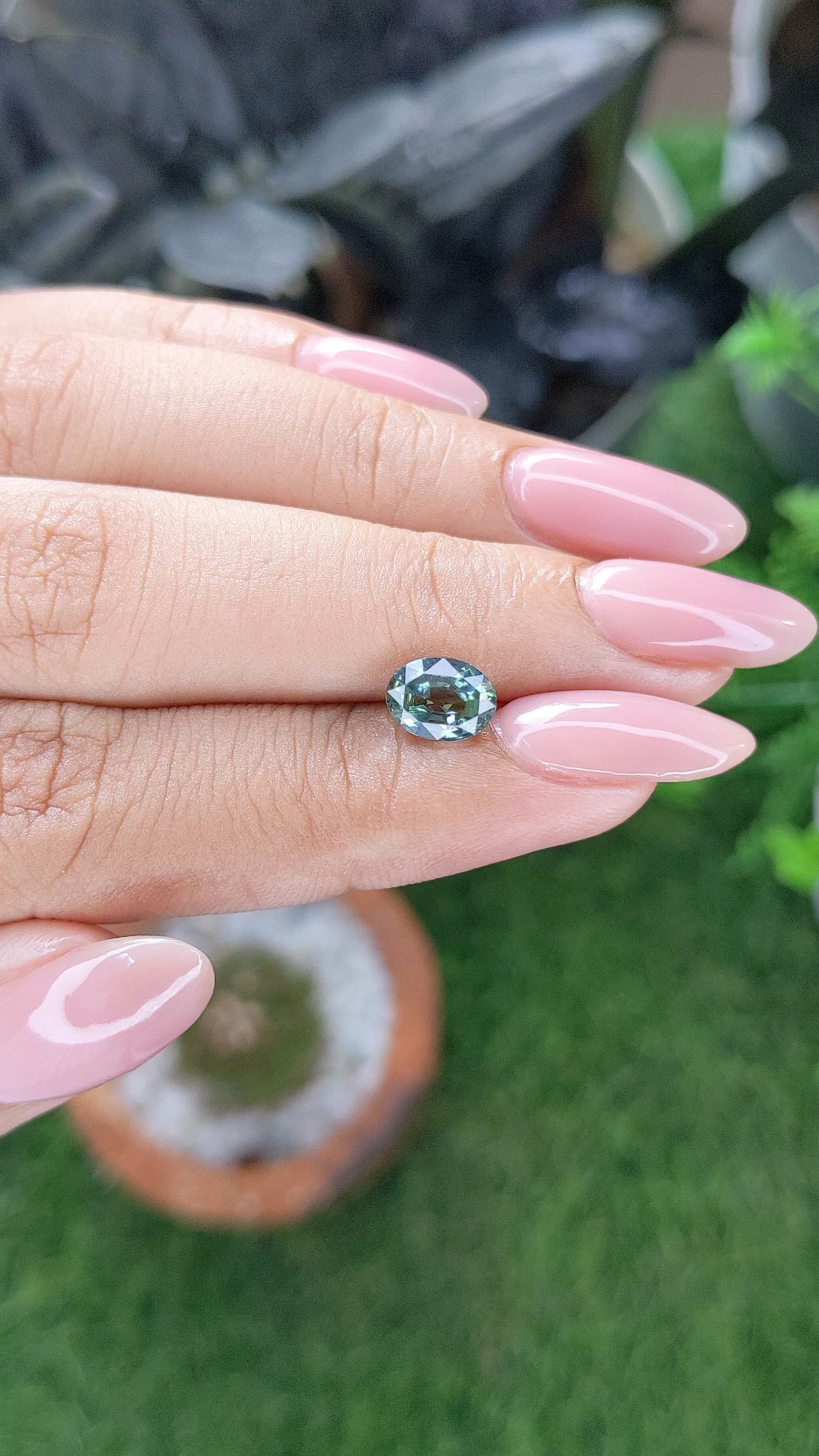1.55 Ct. Bluish Green Sapphire from Tanzania Size Video