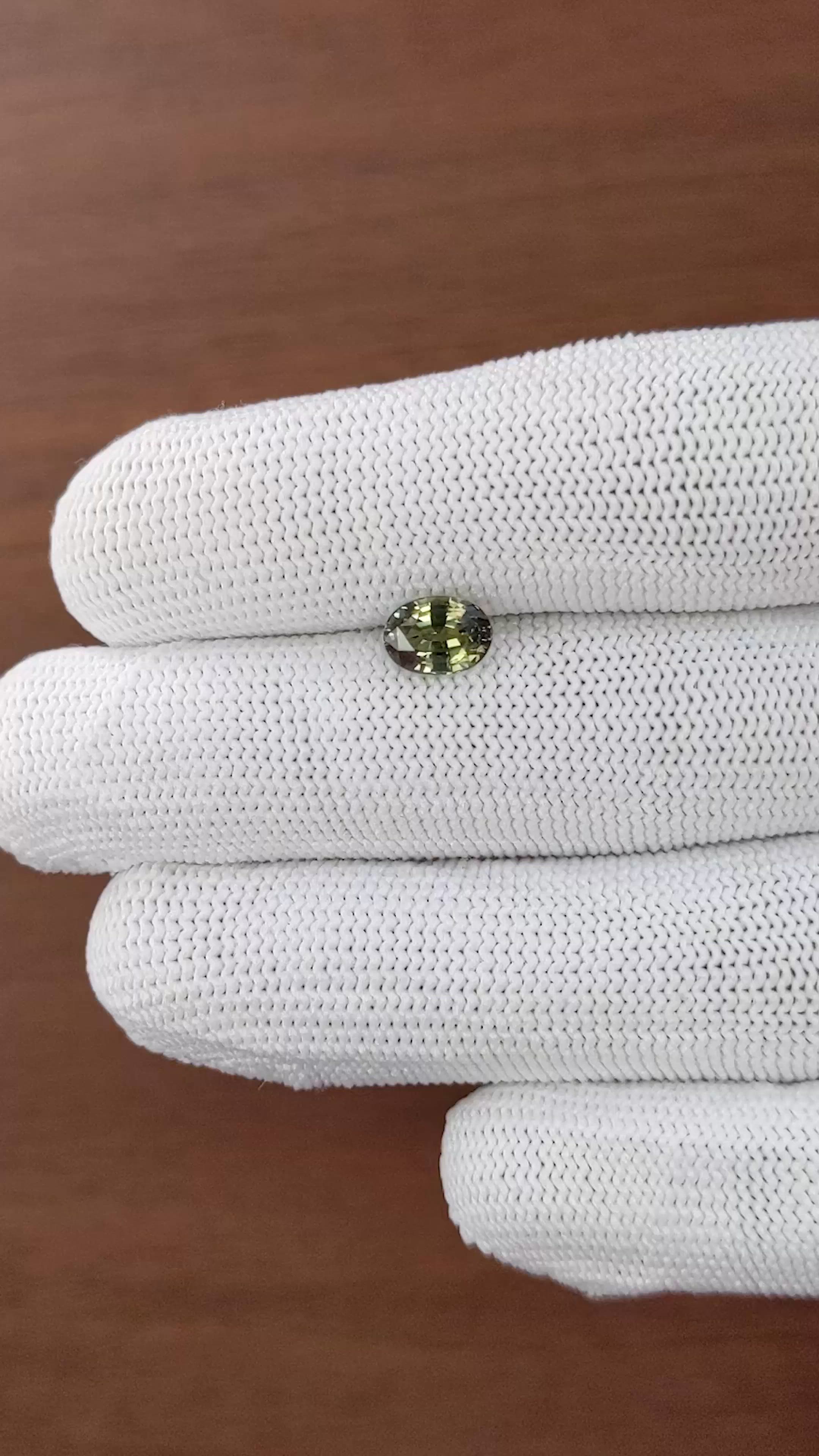 1.52 Ct. Yellowish Green Sapphire from Tanzania Size Video