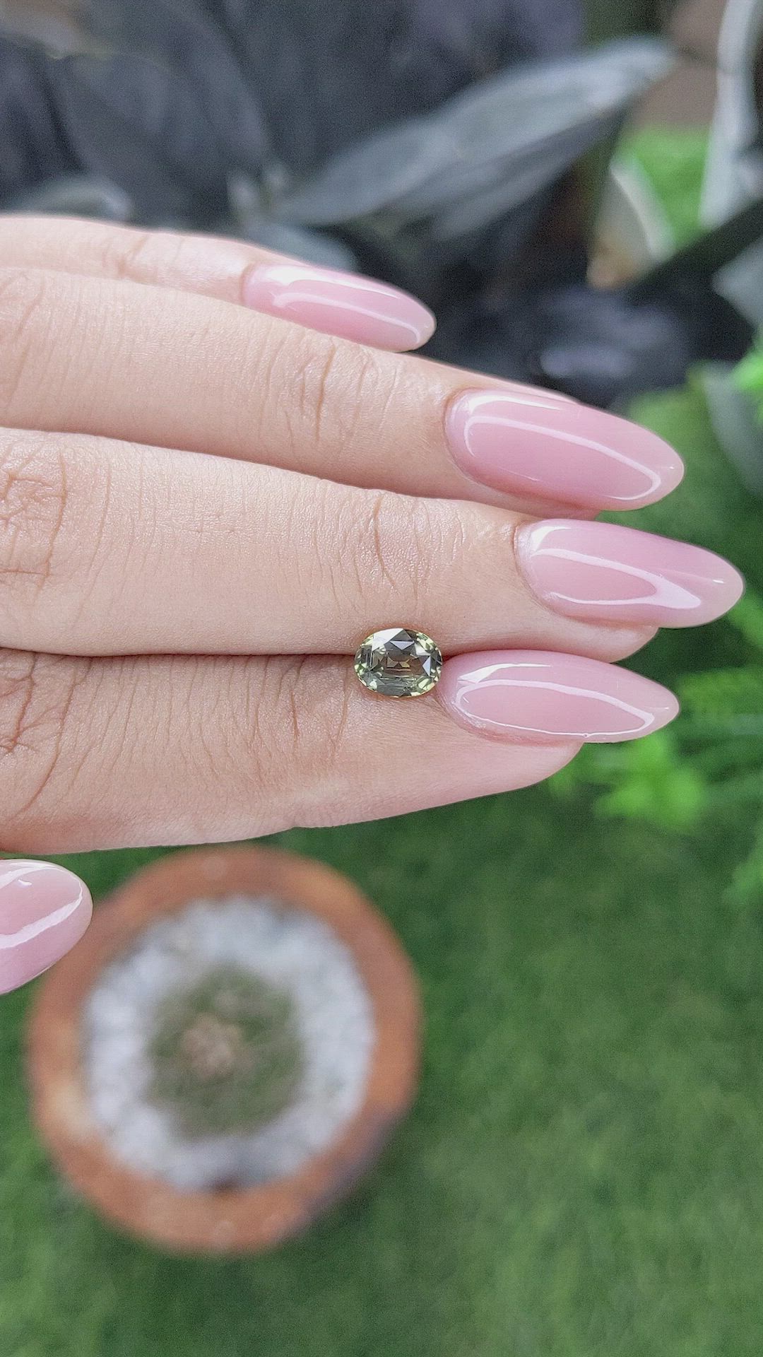 0.88 Ct. Yellowish Green Sapphire from Tanzania Size Video