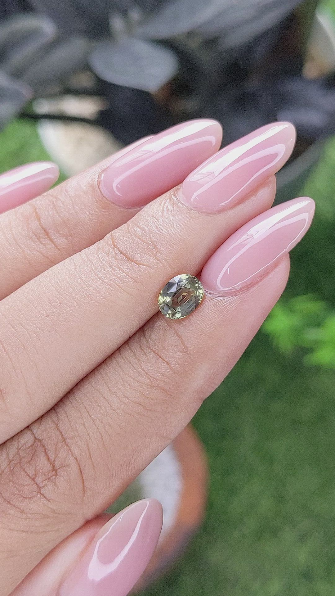 0.88 Ct. Yellowish Green Sapphire from Tanzania Size Video