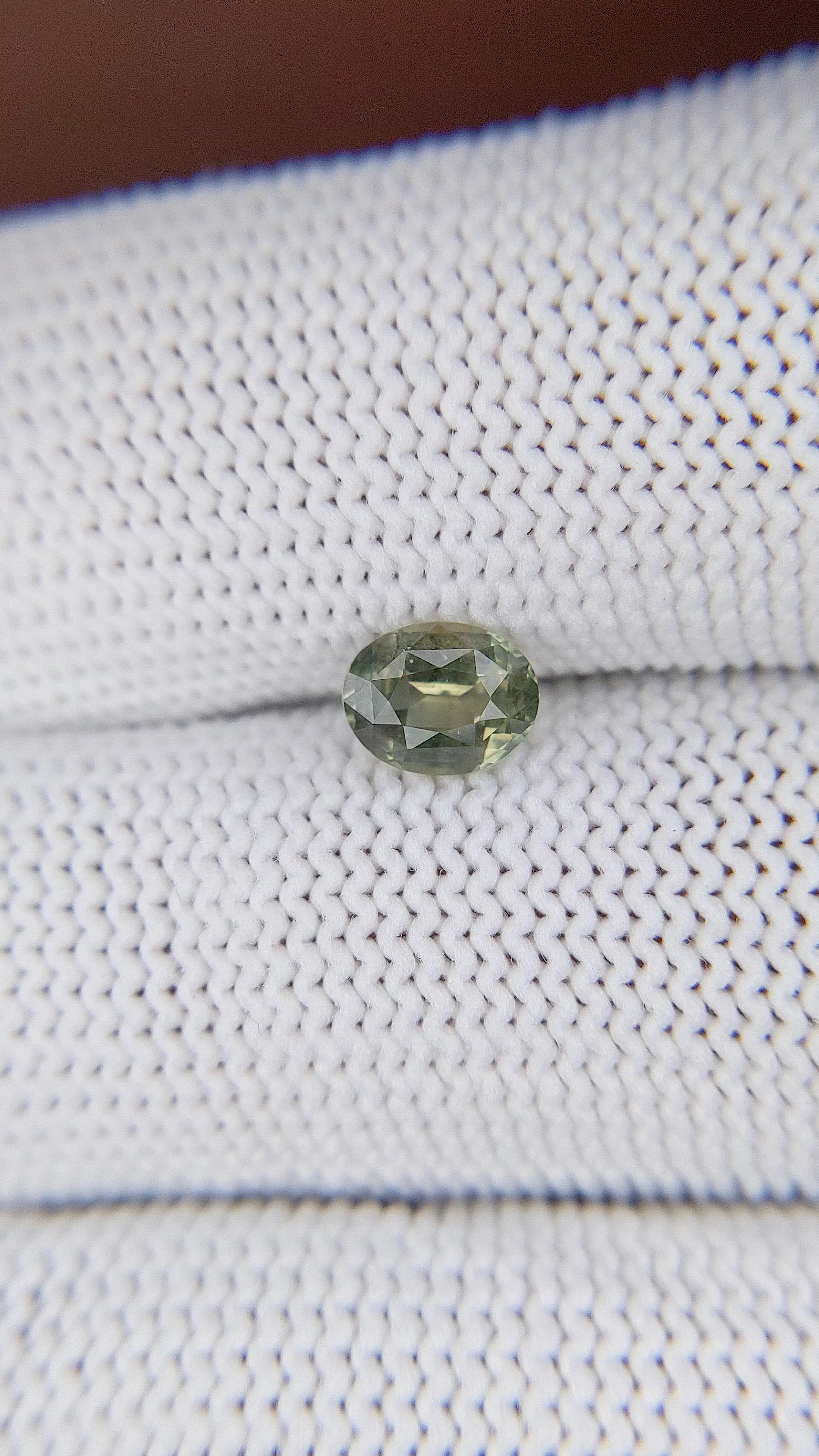 0.87 Ct. Yellowish Green Sapphire from Tanzania Size Video